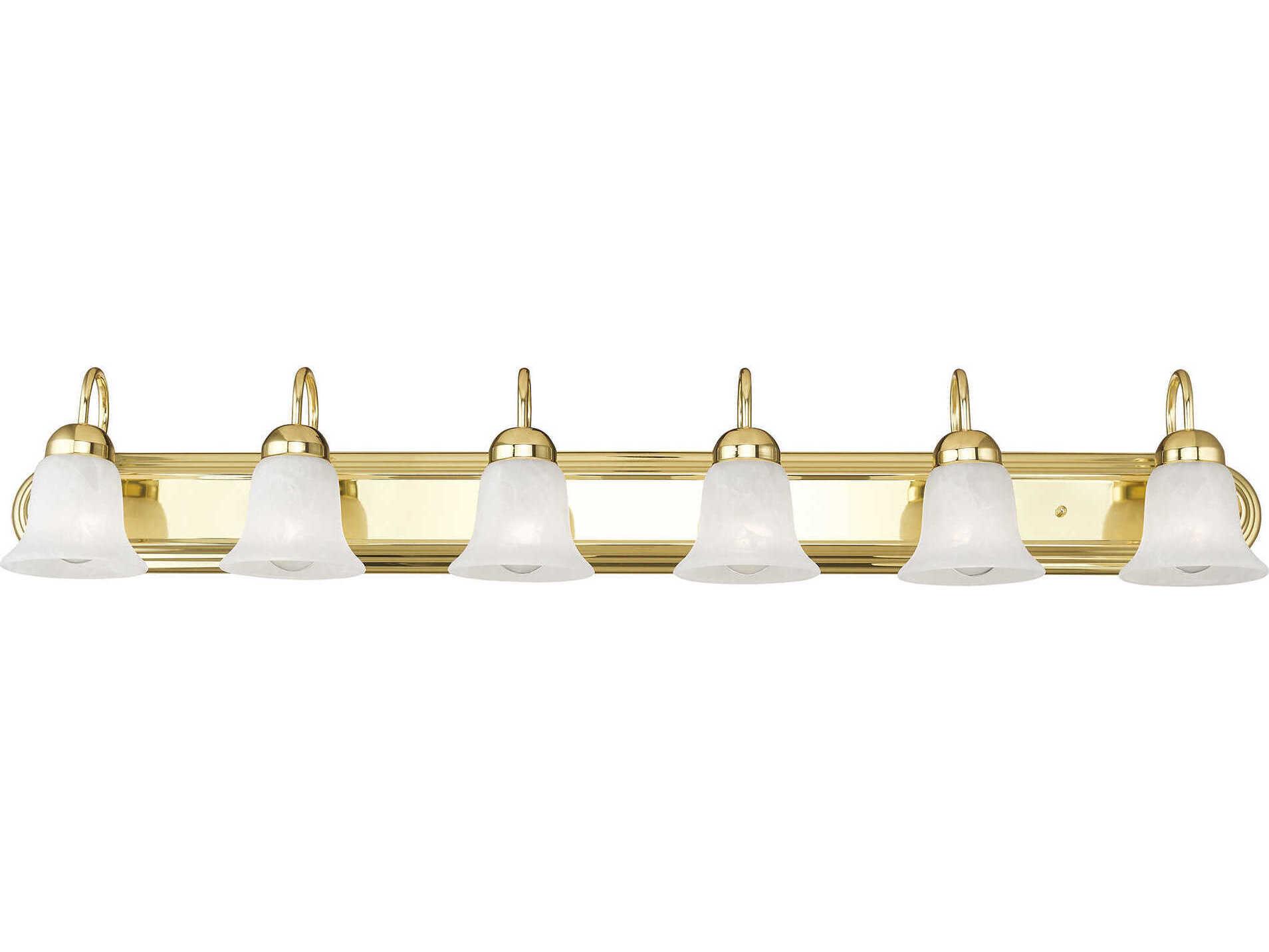 Livex Lighting Riviera 6-Light Polished Brass Glass Vanity Light