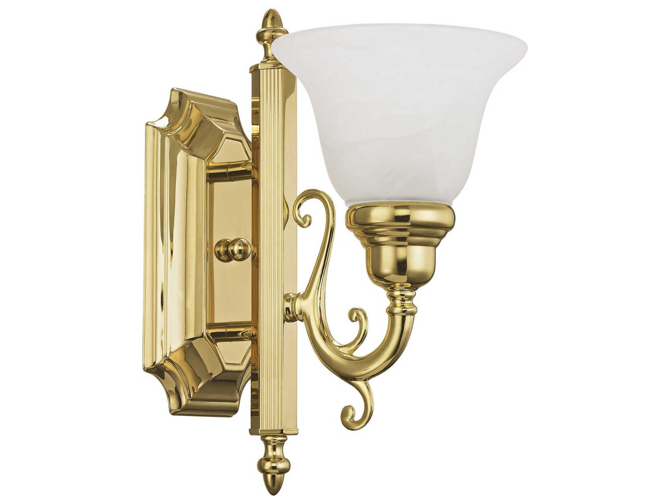 Livex Lighting French Regency 1-Light Polished Brass Glass Wall Sconce