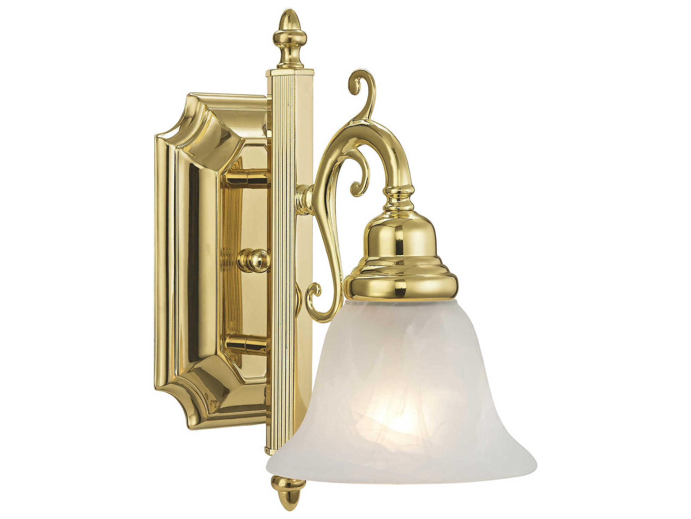 Livex Lighting French Regency 1-Light Polished Brass Glass Wall Sconce