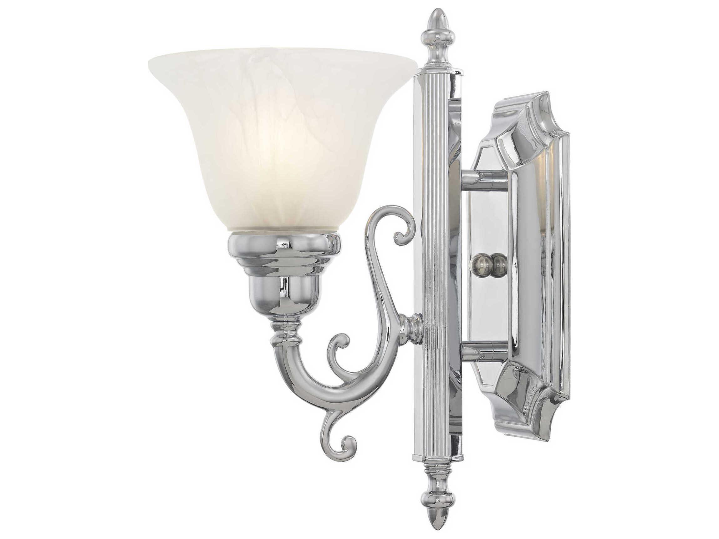 Livex Lighting French Regency 1-Light Polished Chrome Glass Wall Sconce
