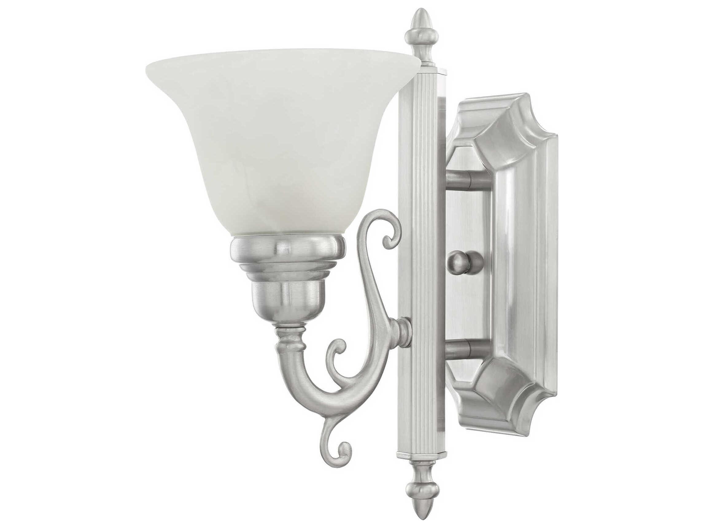 Livex Lighting French Regency 1-Light Brushed Nickel Glass Wall Sconce