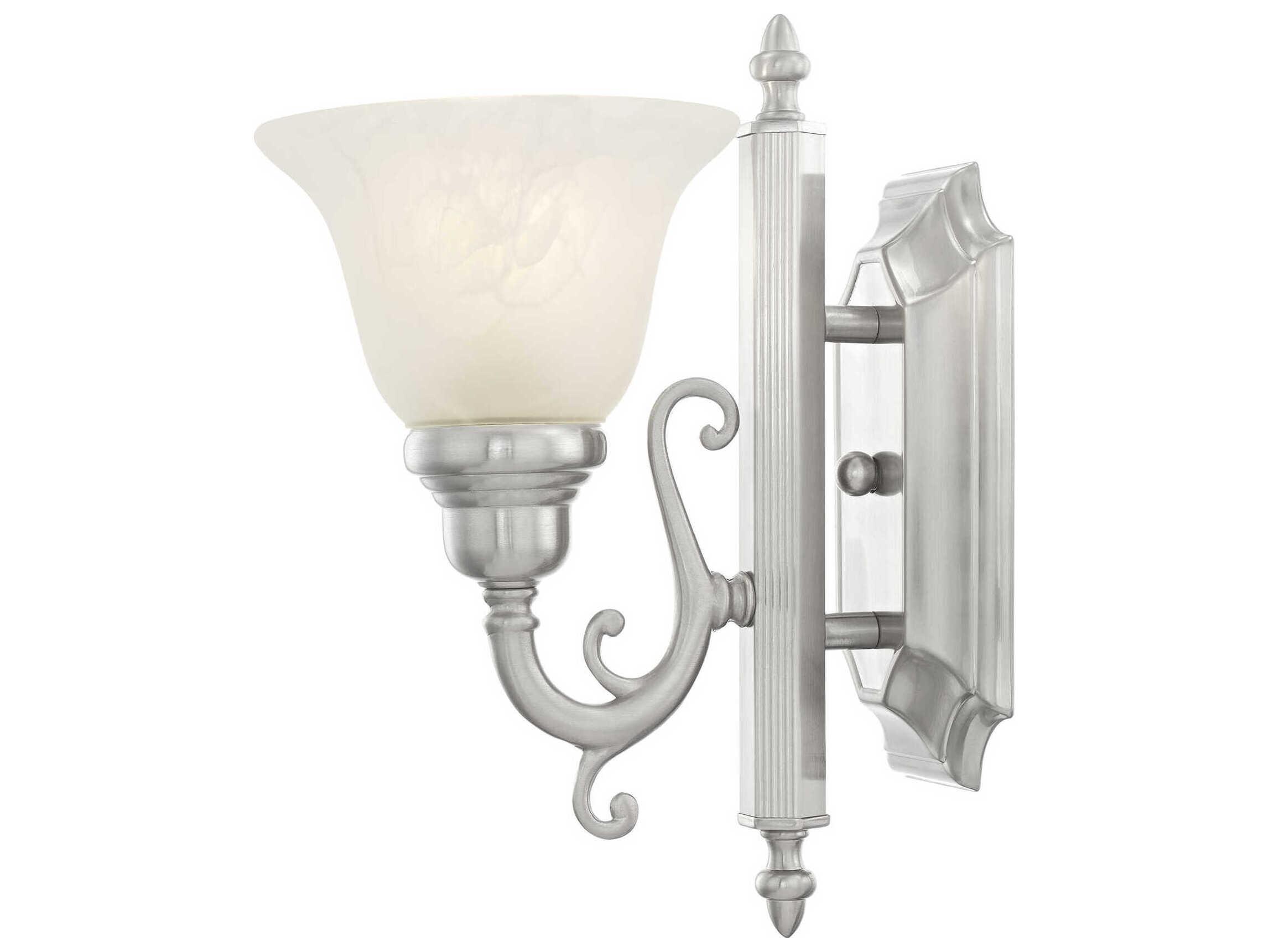 Livex Lighting French Regency 1-Light Brushed Nickel Glass Wall Sconce