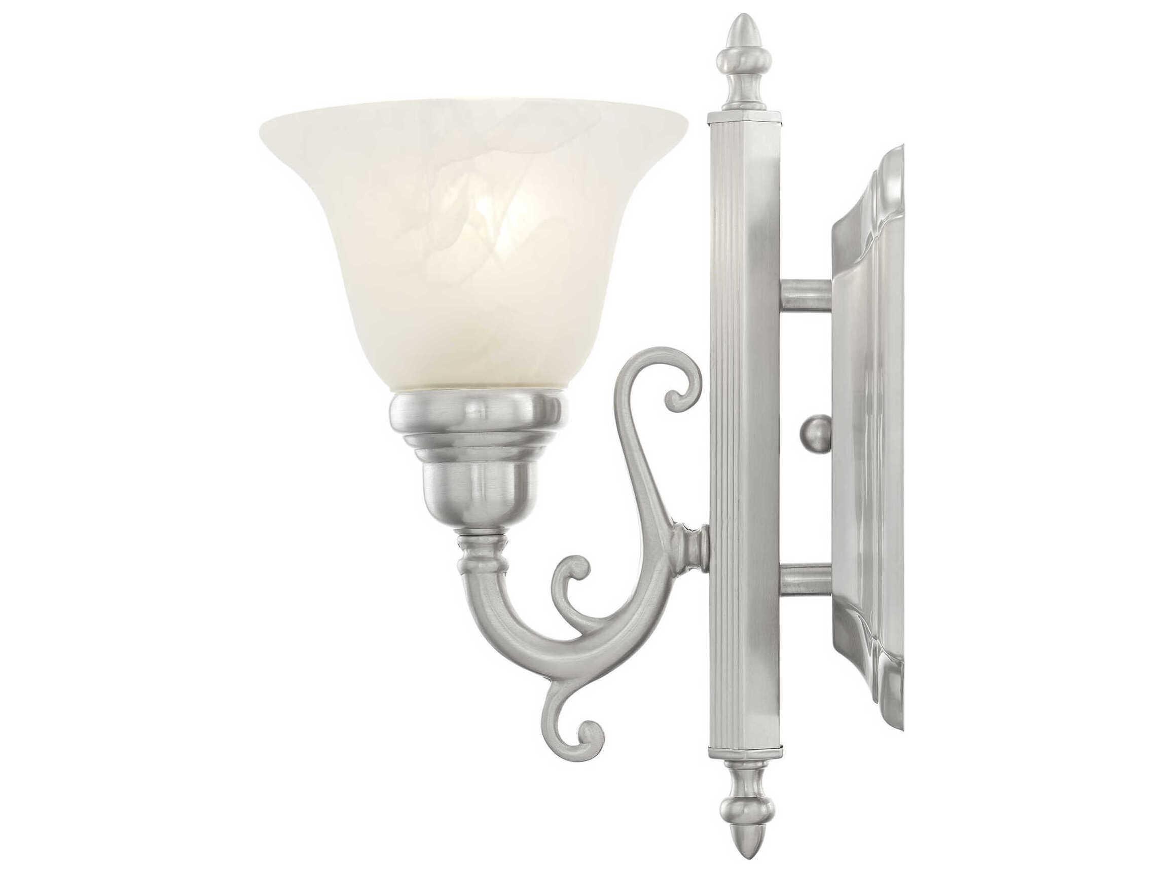Livex Lighting French Regency 1-Light Brushed Nickel Glass Wall Sconce