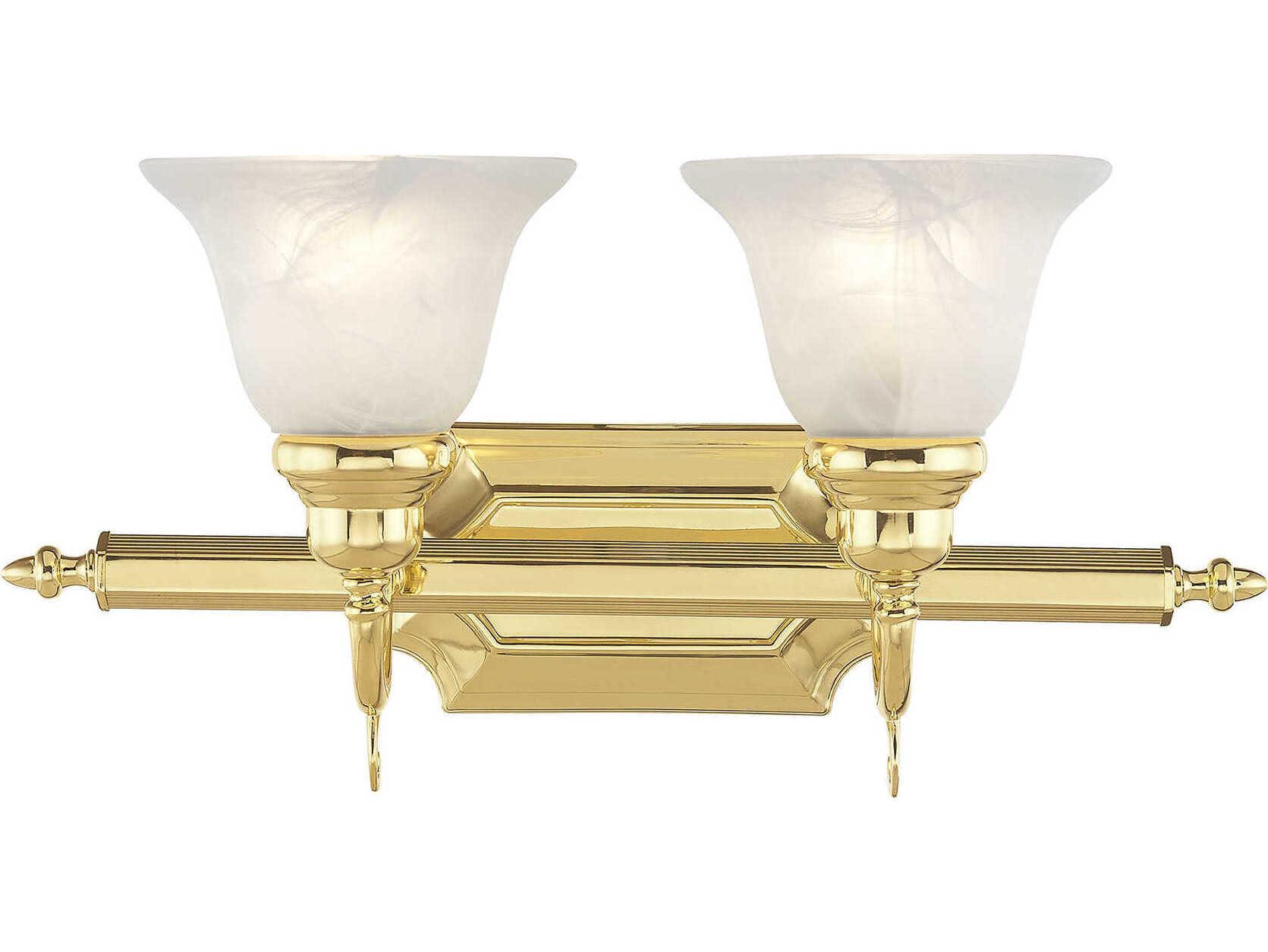 Livex Lighting French Regency 2-Light Polished Brass Glass Vanity Light