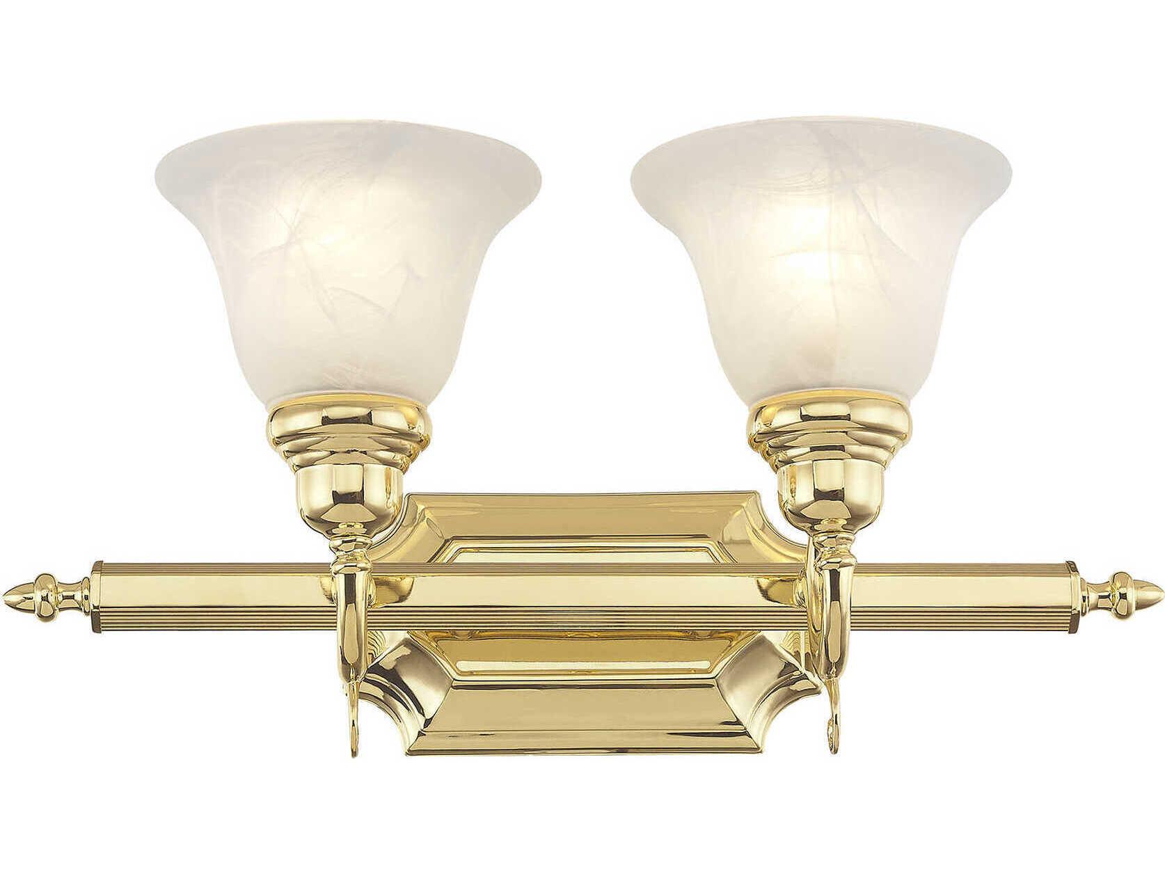 Livex Lighting French Regency 2-Light Polished Brass Glass Vanity Light