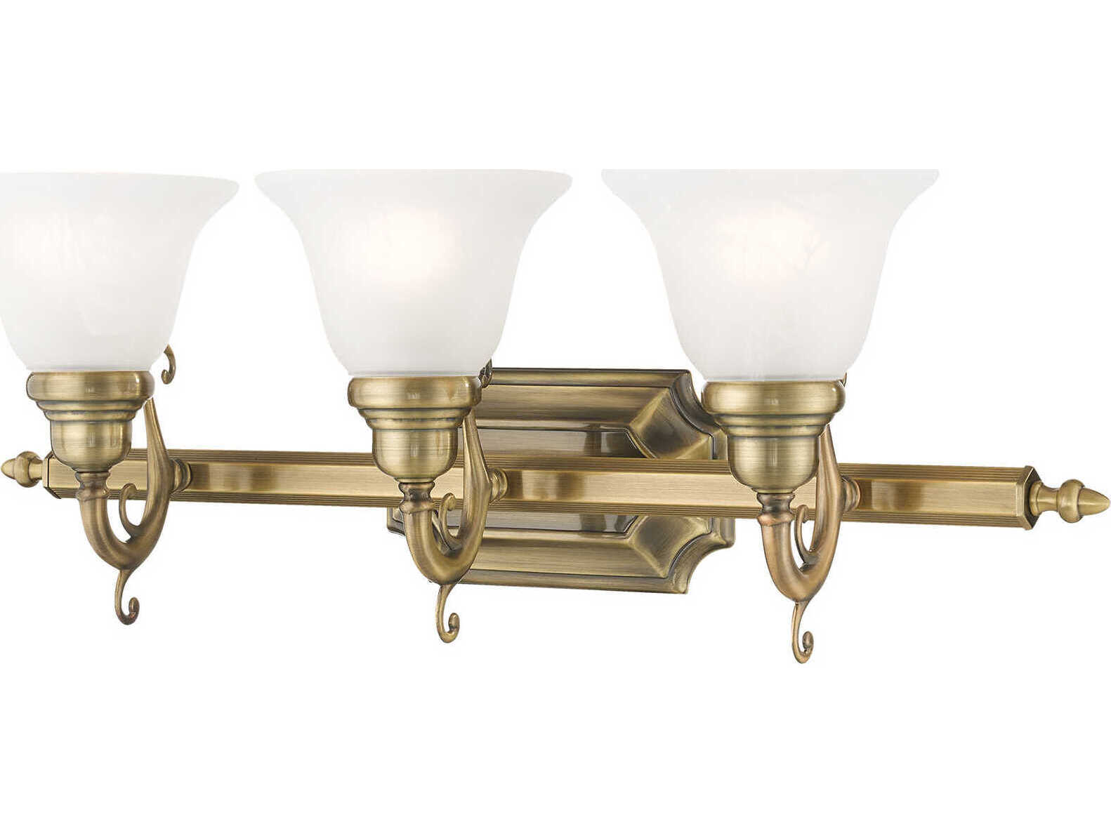 Livex Lighting French Regency 3-Light Antique Brass Glass Vanity Light