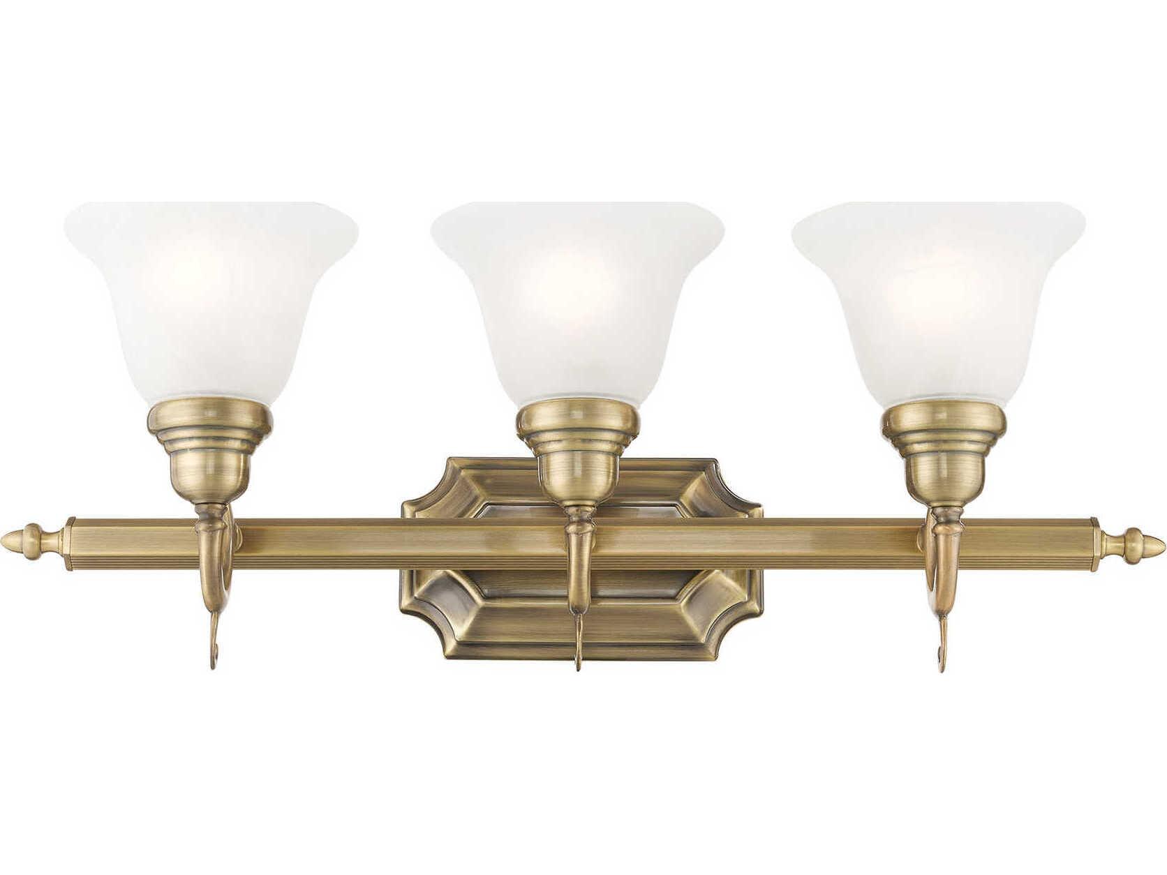 Livex Lighting French Regency 3-Light Antique Brass Glass Vanity Light