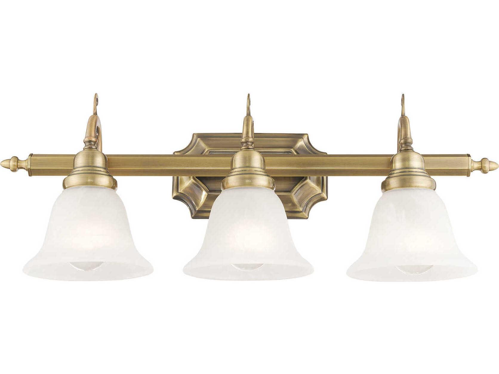 Livex Lighting French Regency 3-Light Antique Brass Glass Vanity Light
