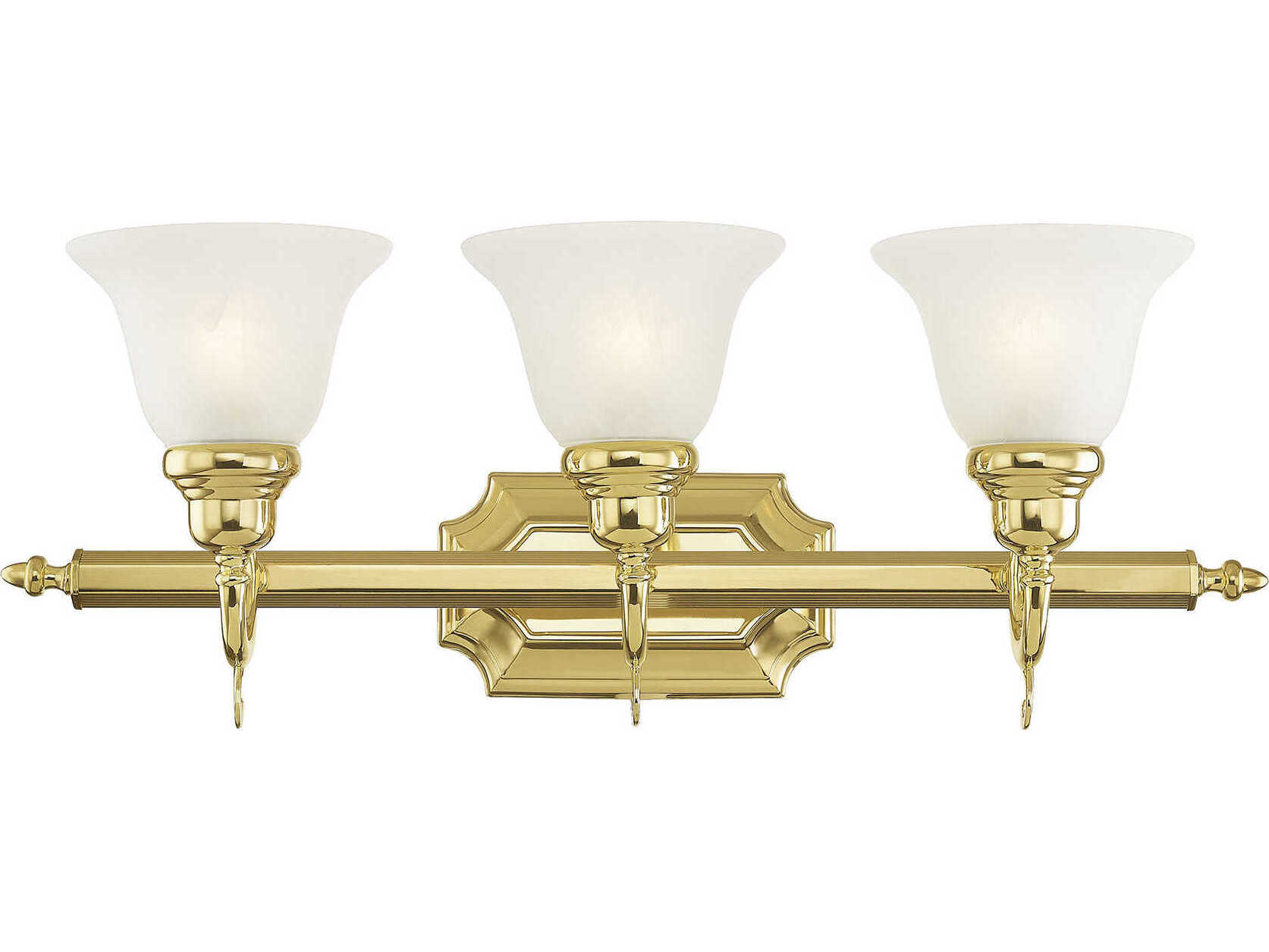 Livex Lighting French Regency 3-Light Polished Brass Glass Vanity Light