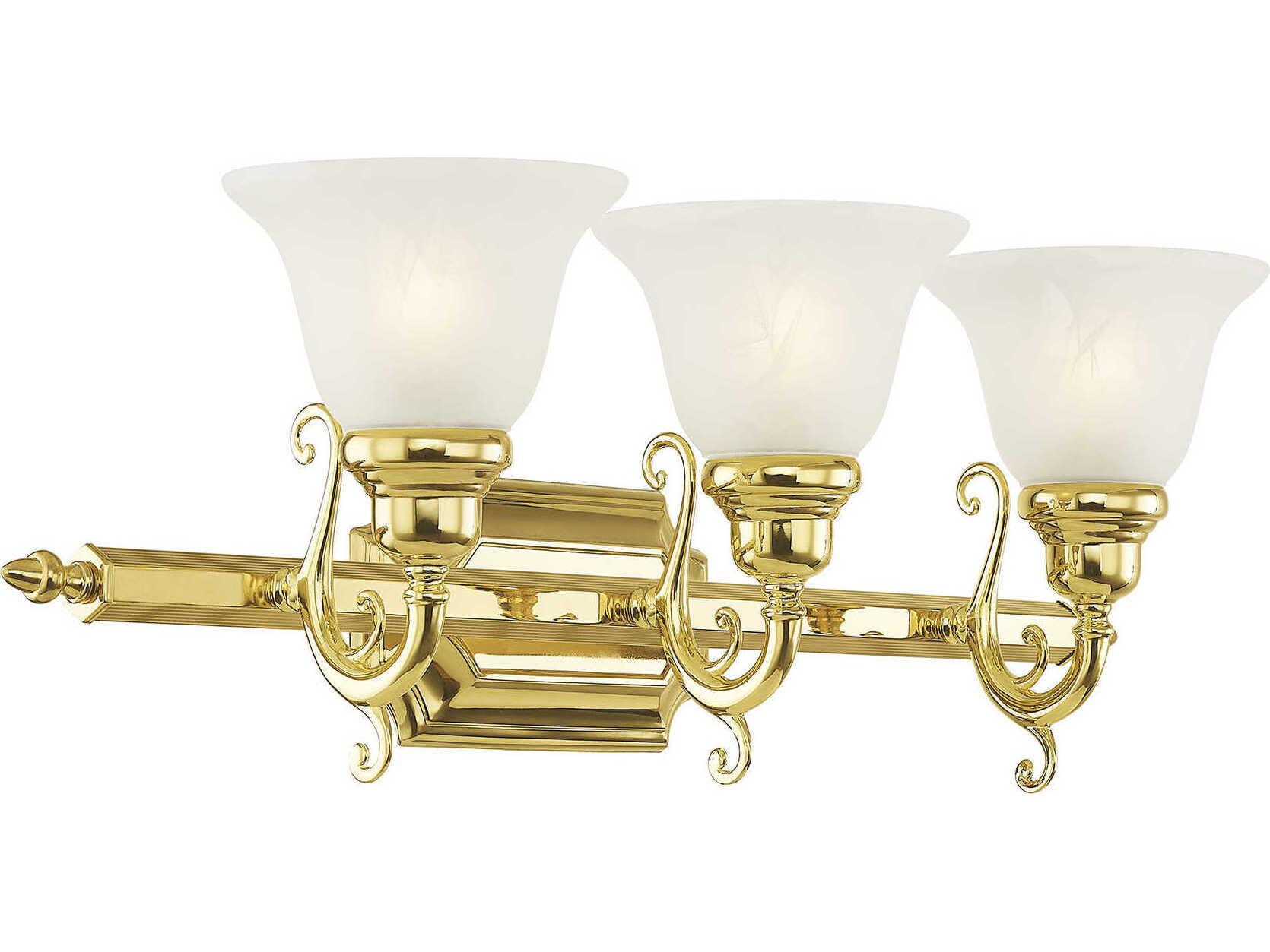 Livex Lighting French Regency 3-Light Polished Brass Glass Vanity Light