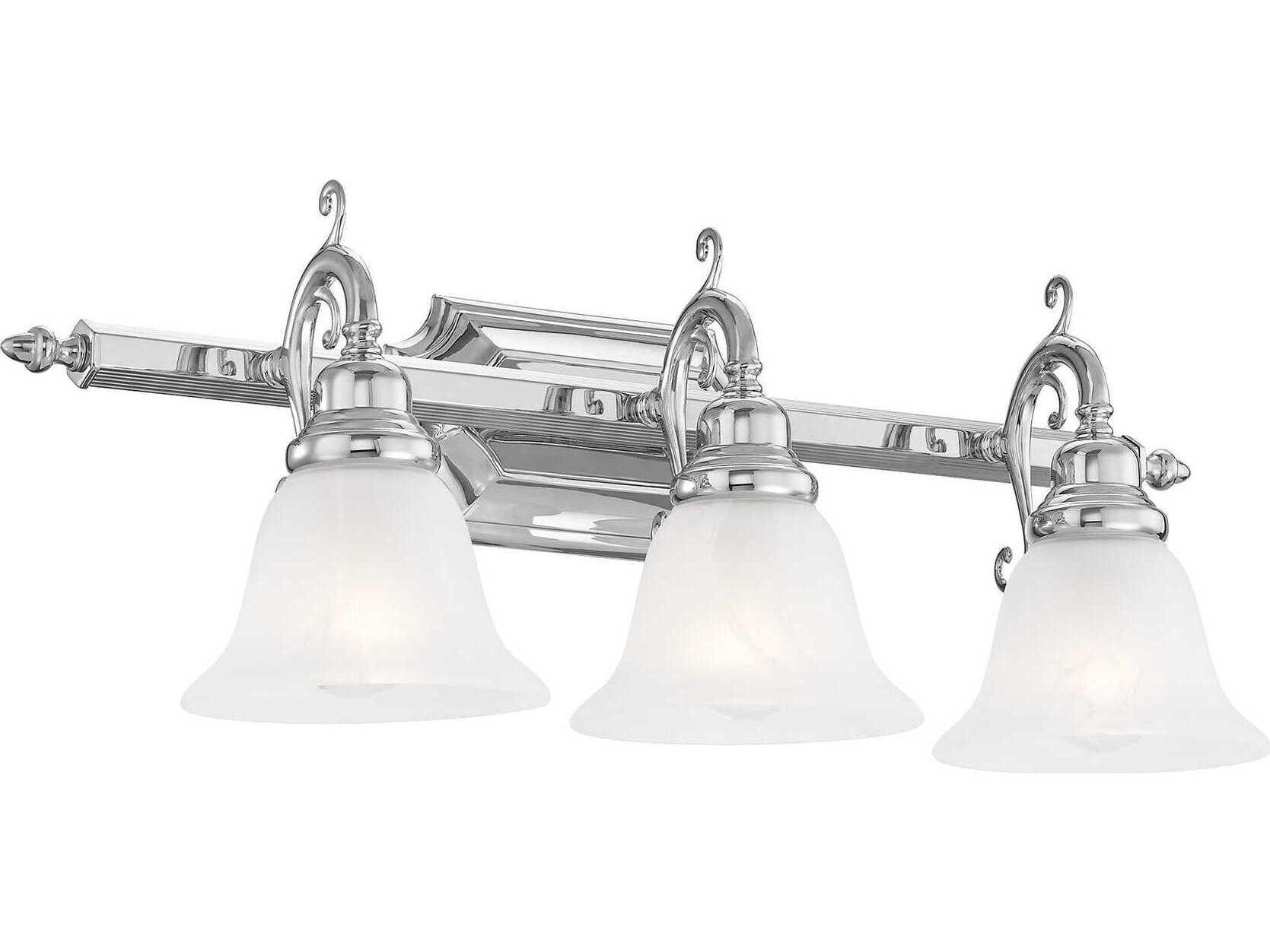 Livex Lighting French Regency 3-Light Polished Chrome Glass Vanity Light