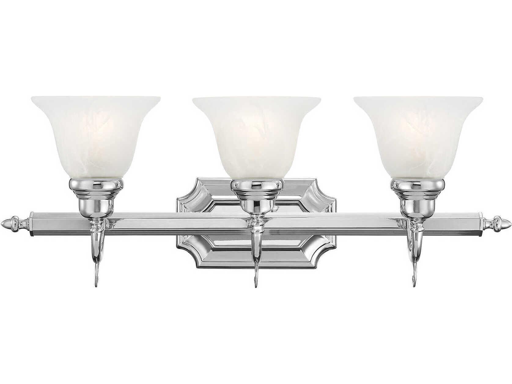 Livex Lighting French Regency 3-Light Polished Chrome Glass Vanity Light
