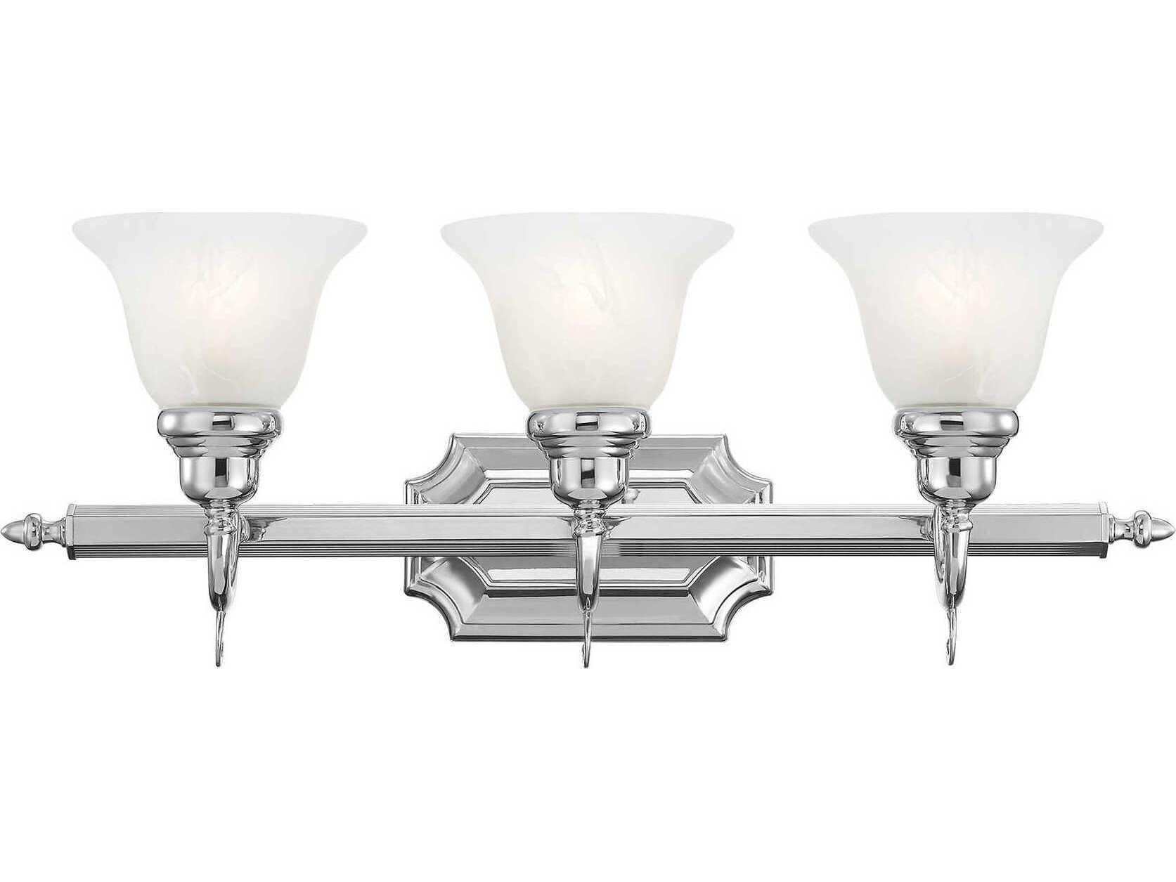 Livex Lighting French Regency 3-Light Polished Chrome Glass Vanity Light