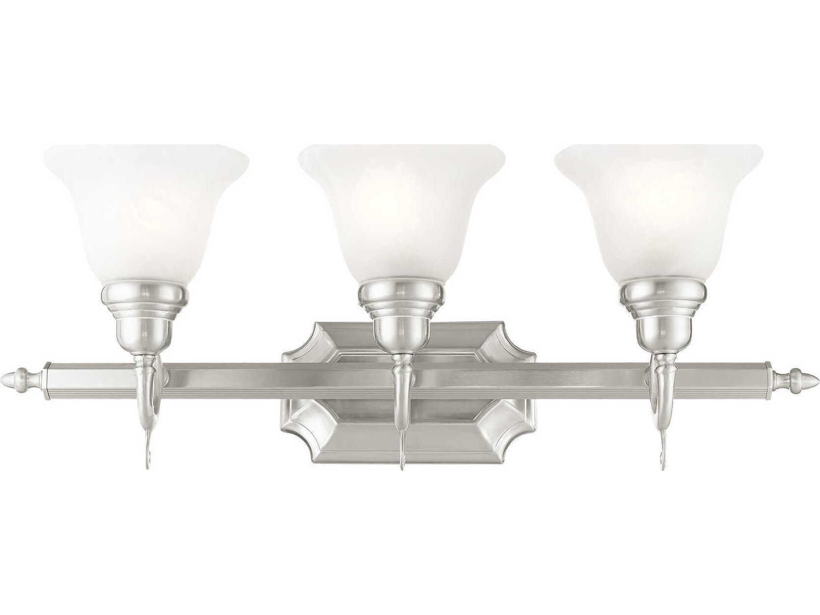 Livex Lighting French Regency 3-Light Brushed Nickel Glass Vanity Light
