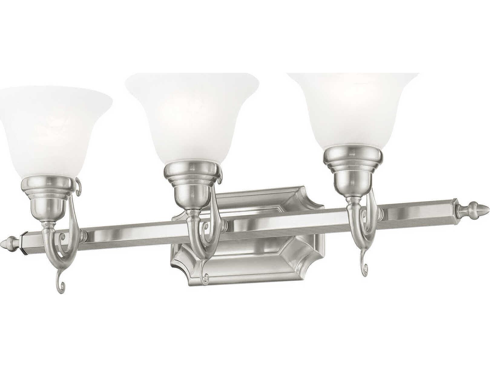 Livex Lighting French Regency 3-Light Brushed Nickel Glass Vanity Light