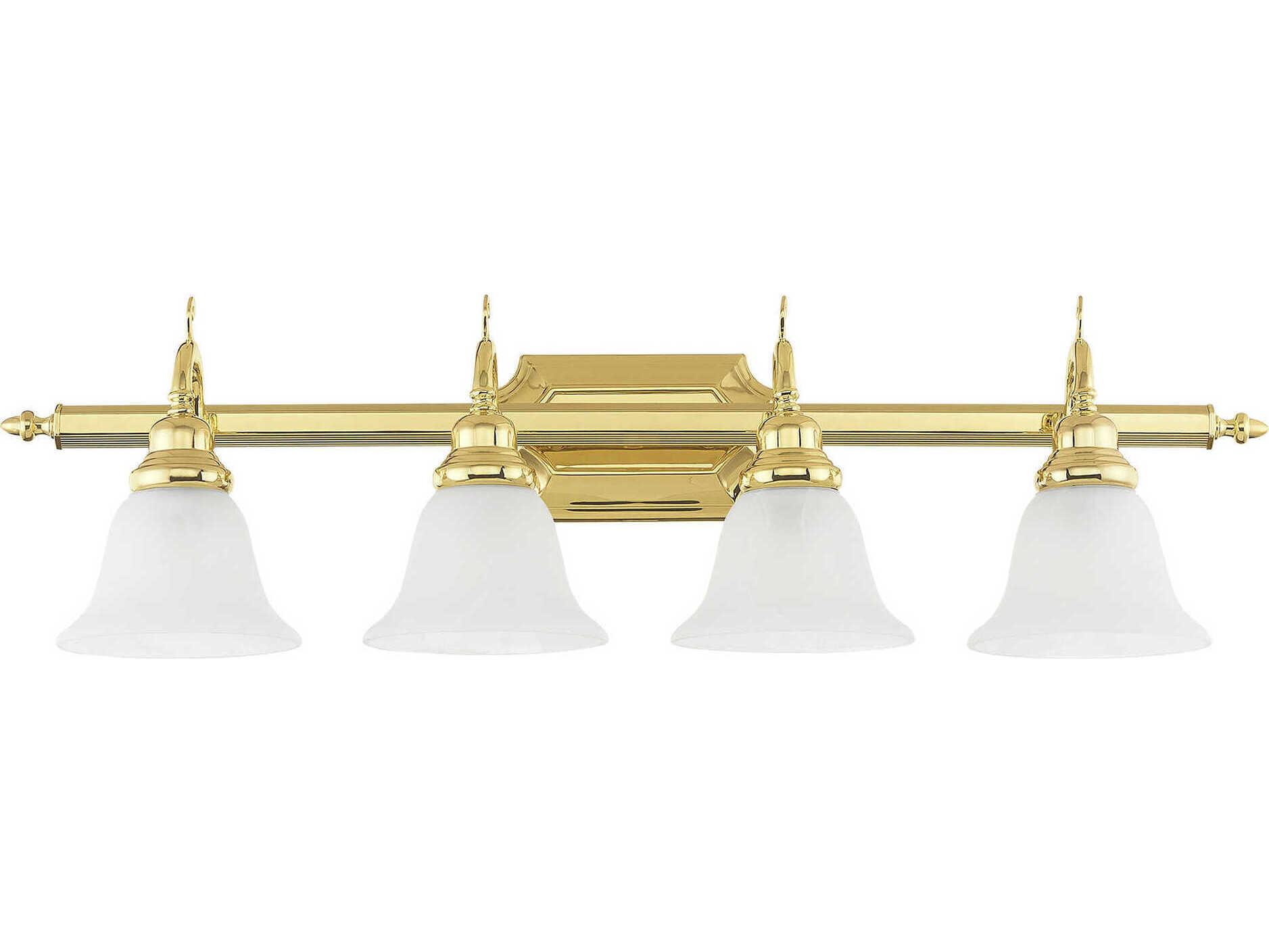 Livex Lighting French Regency 4-Light Polished Brass Glass Vanity Light