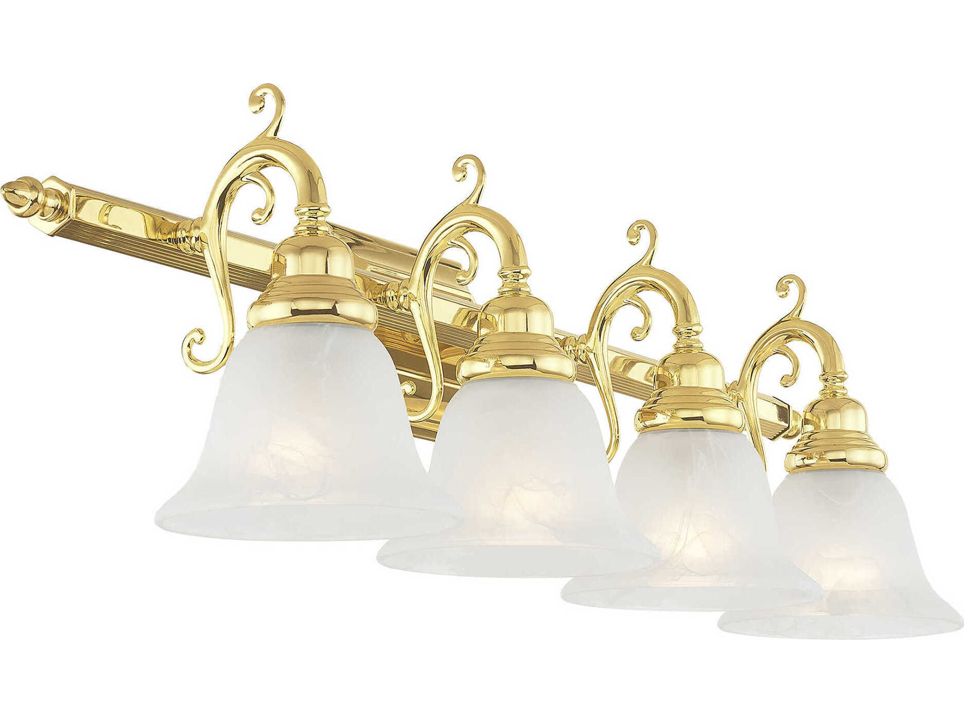 Livex Lighting French Regency 4-Light Polished Brass Glass Vanity Light