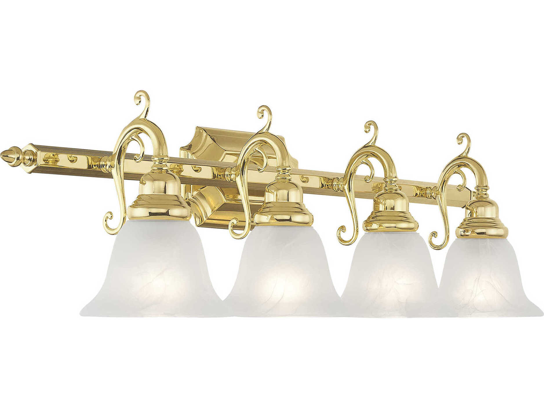 Livex Lighting French Regency 4-Light Polished Brass Glass Vanity Light