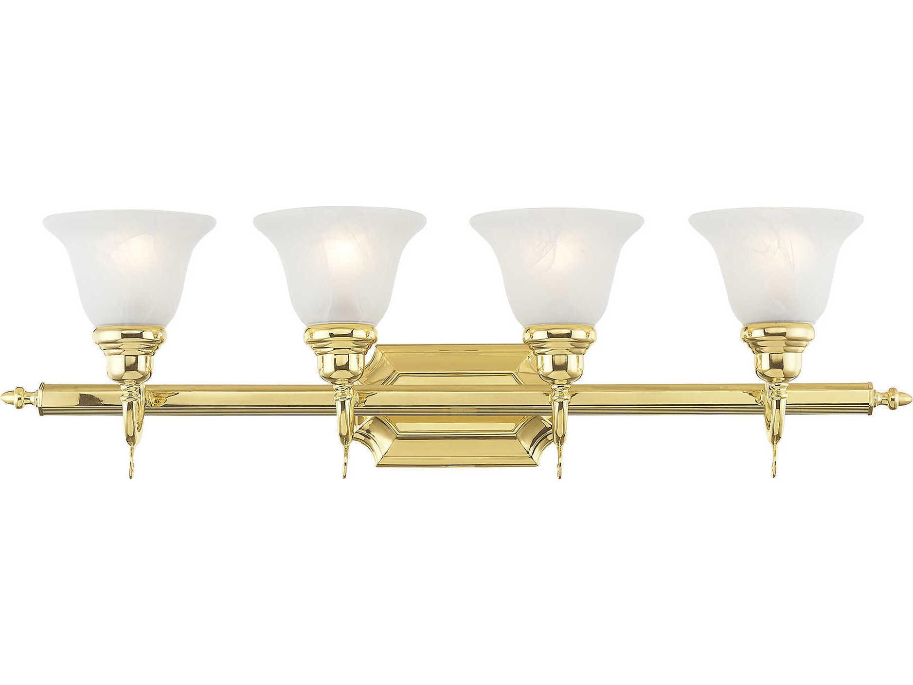 Livex Lighting French Regency 4-Light Polished Brass Glass Vanity Light