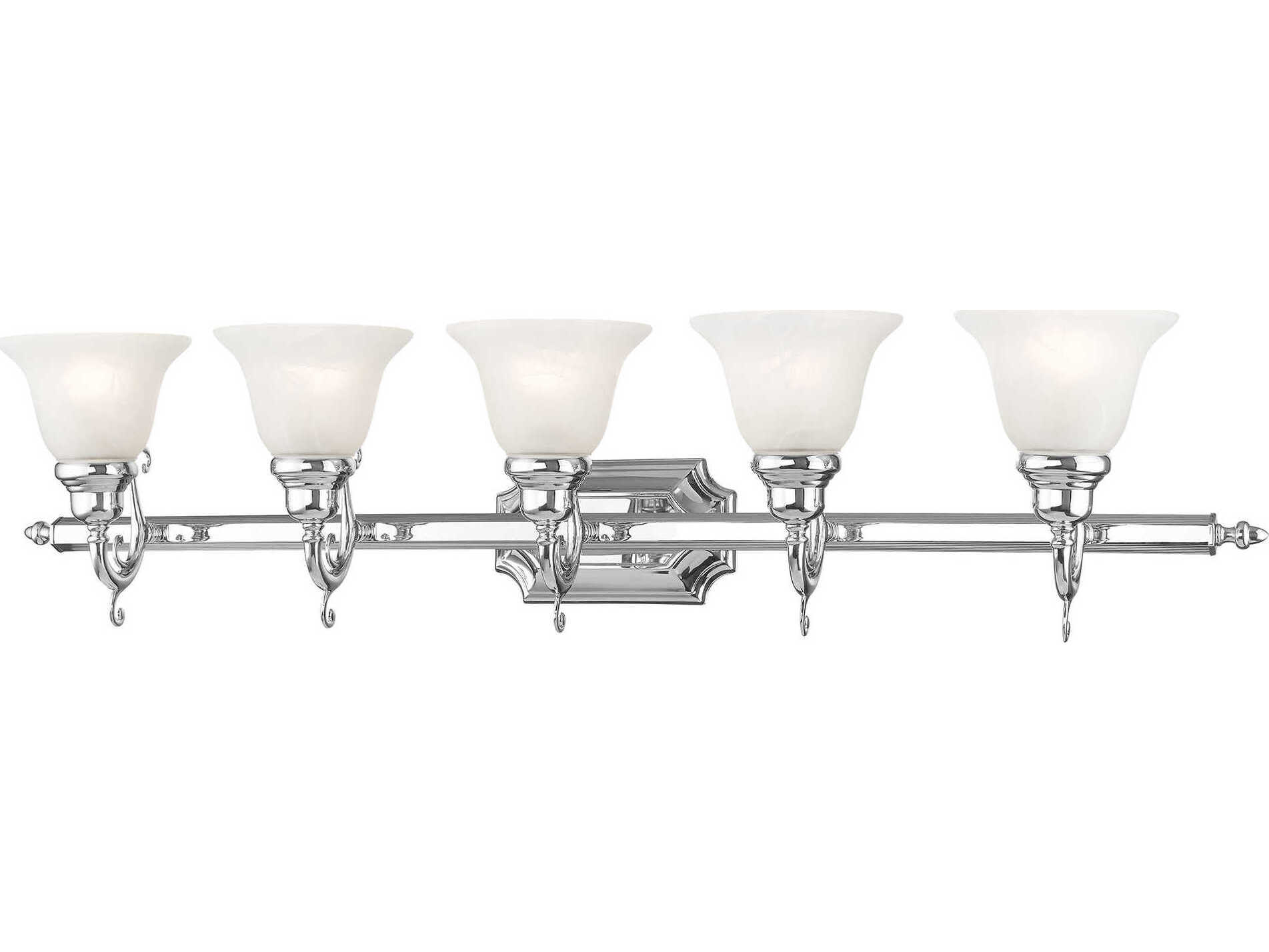 Livex Lighting French Regency 5-Light Polished Chrome Glass Vanity Light
