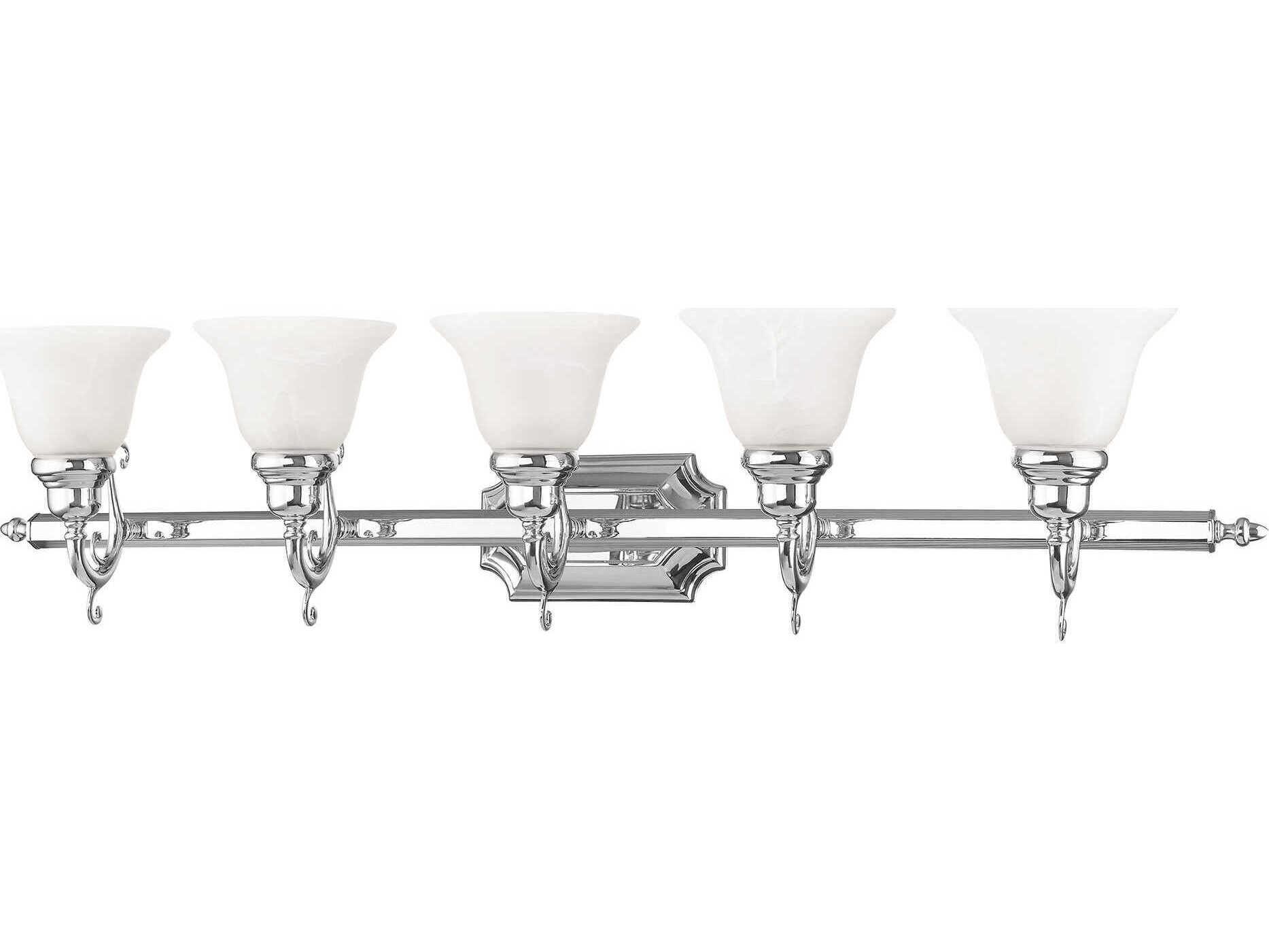 Livex Lighting French Regency 5-Light Polished Chrome Glass Vanity Light