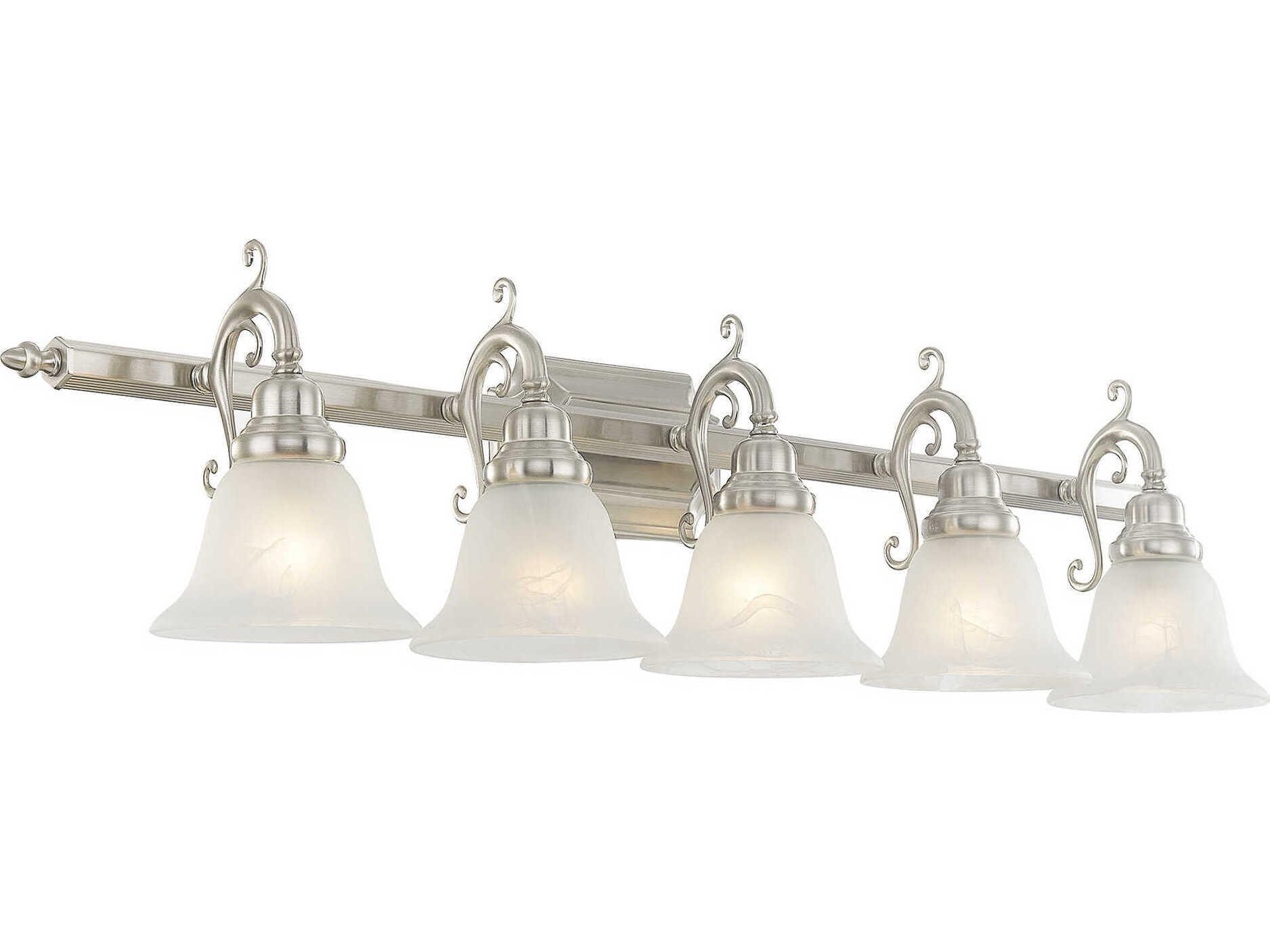 Livex Lighting French Regency 5-Light Brushed Nickel Glass Vanity Light