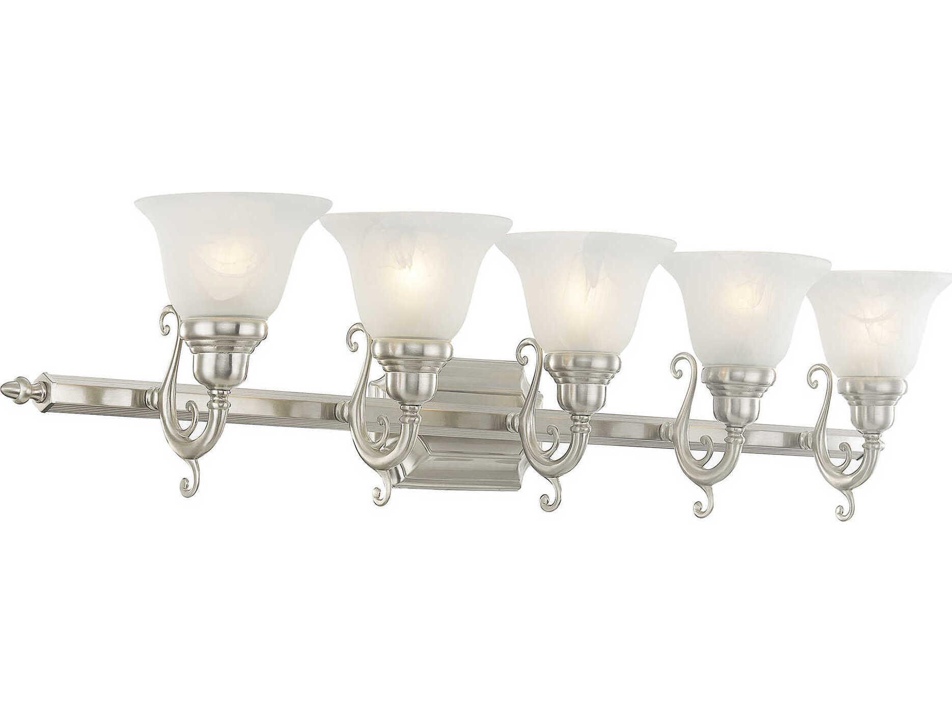 Livex Lighting French Regency 5-Light Brushed Nickel Glass Vanity Light