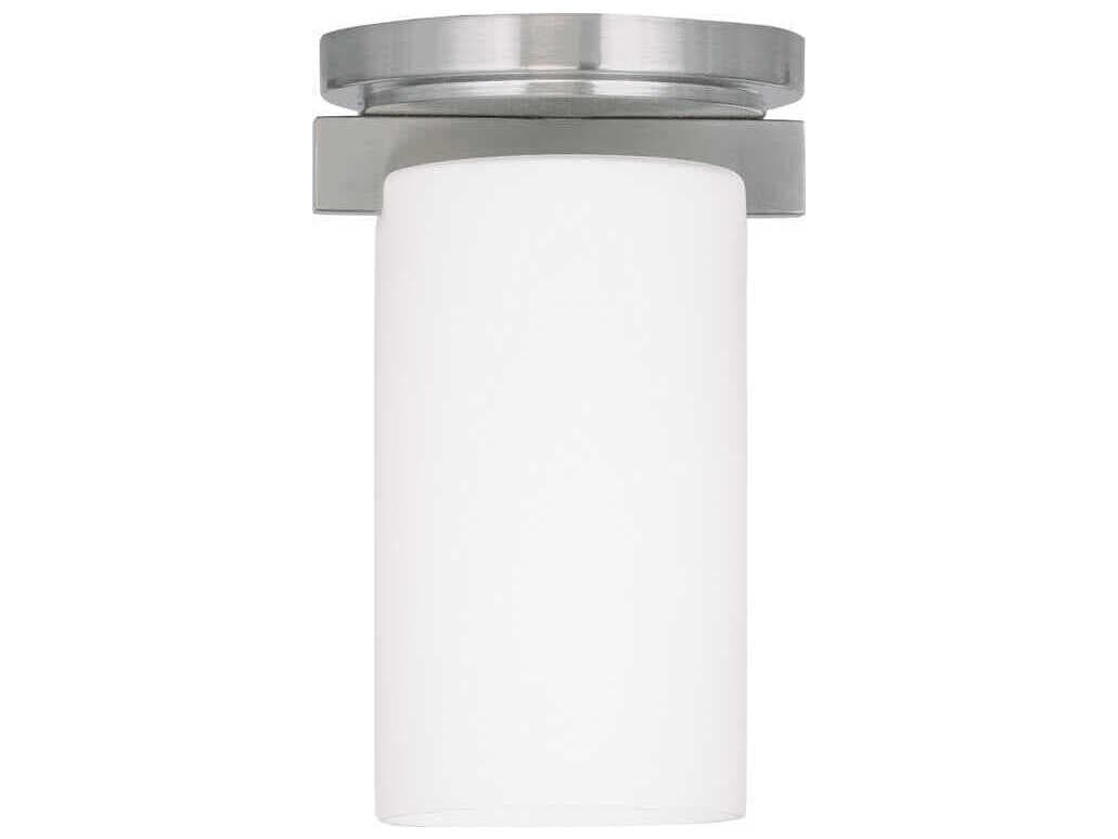 Livex Lighting Astoria 1-Light Brushed Nickel Glass Cylinder Flush Mount