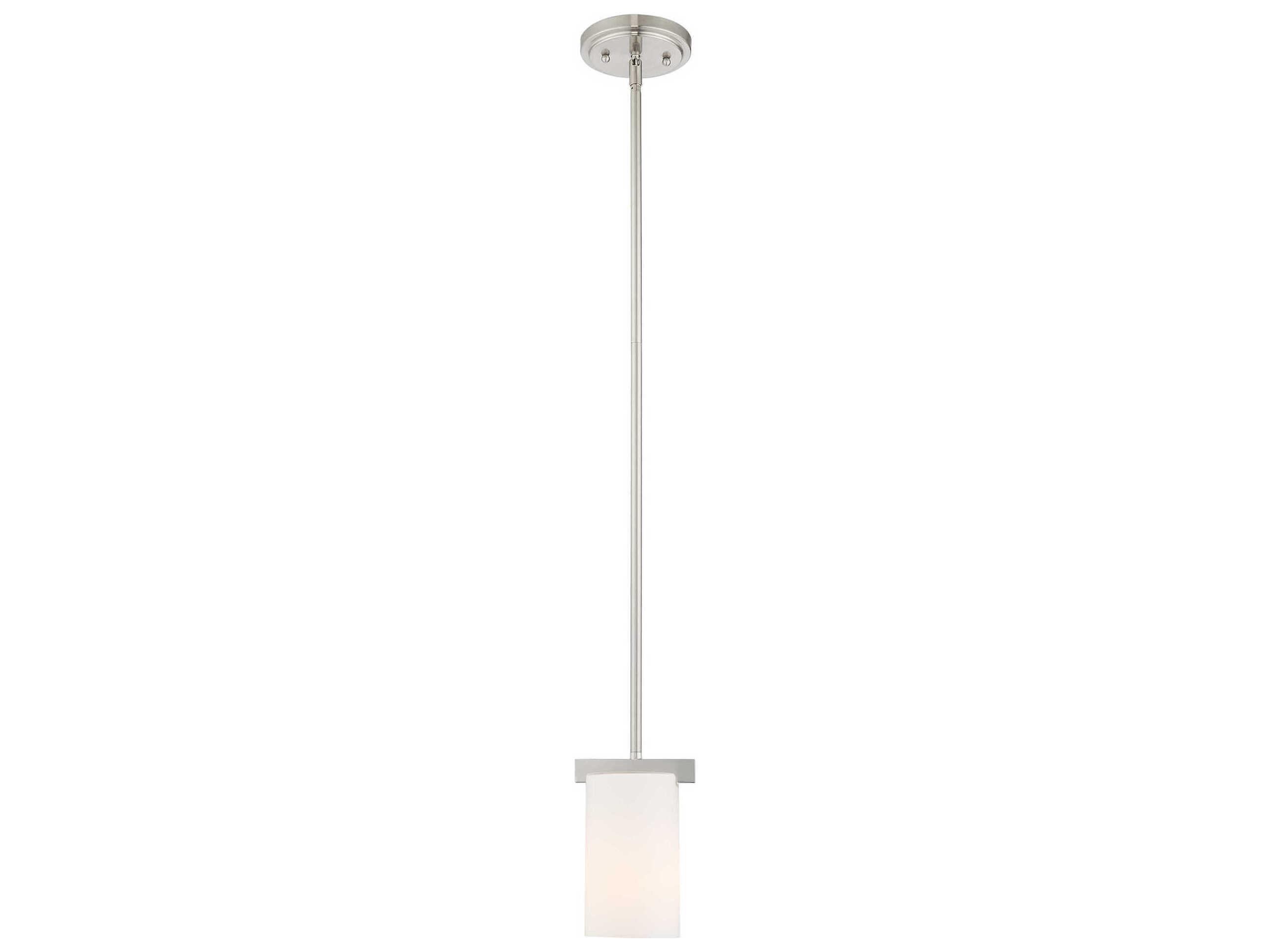 Livex Lighting Astoria 1-Light Brushed Nickel Glass Cylinder Mini Pendant