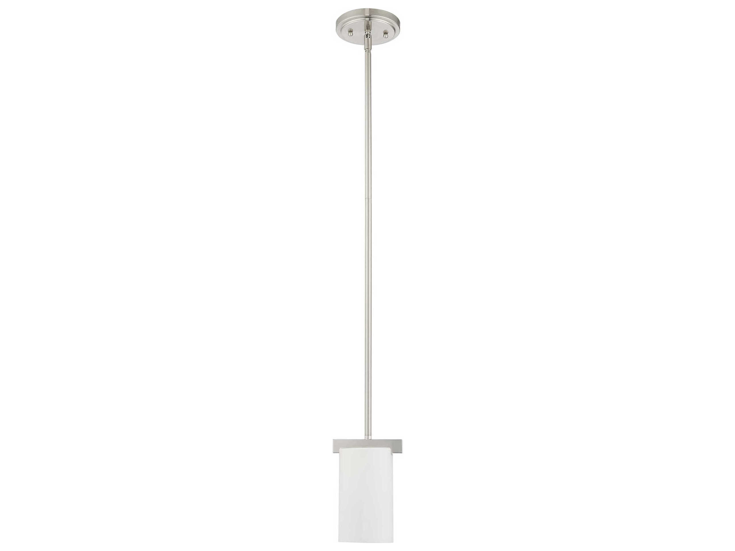 Livex Lighting Astoria 1-Light Brushed Nickel Glass Cylinder Mini Pendant