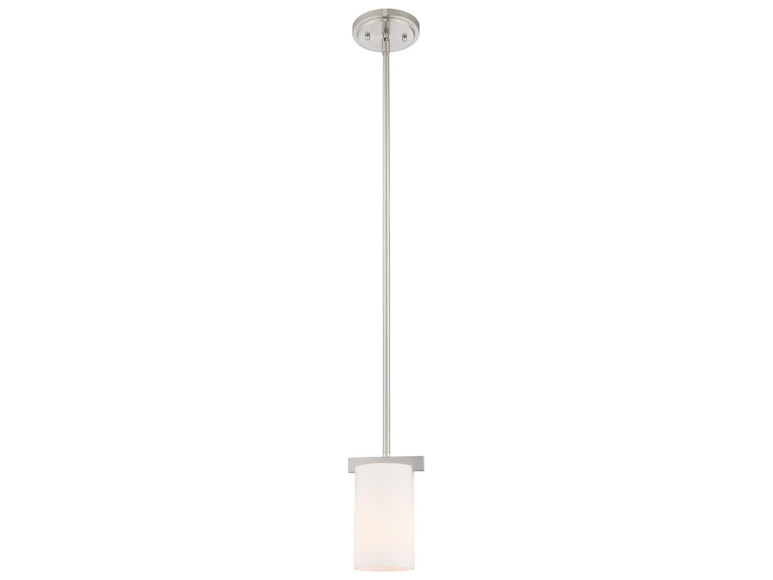 Livex Lighting Astoria 1-Light Brushed Nickel Glass Cylinder Mini Pendant