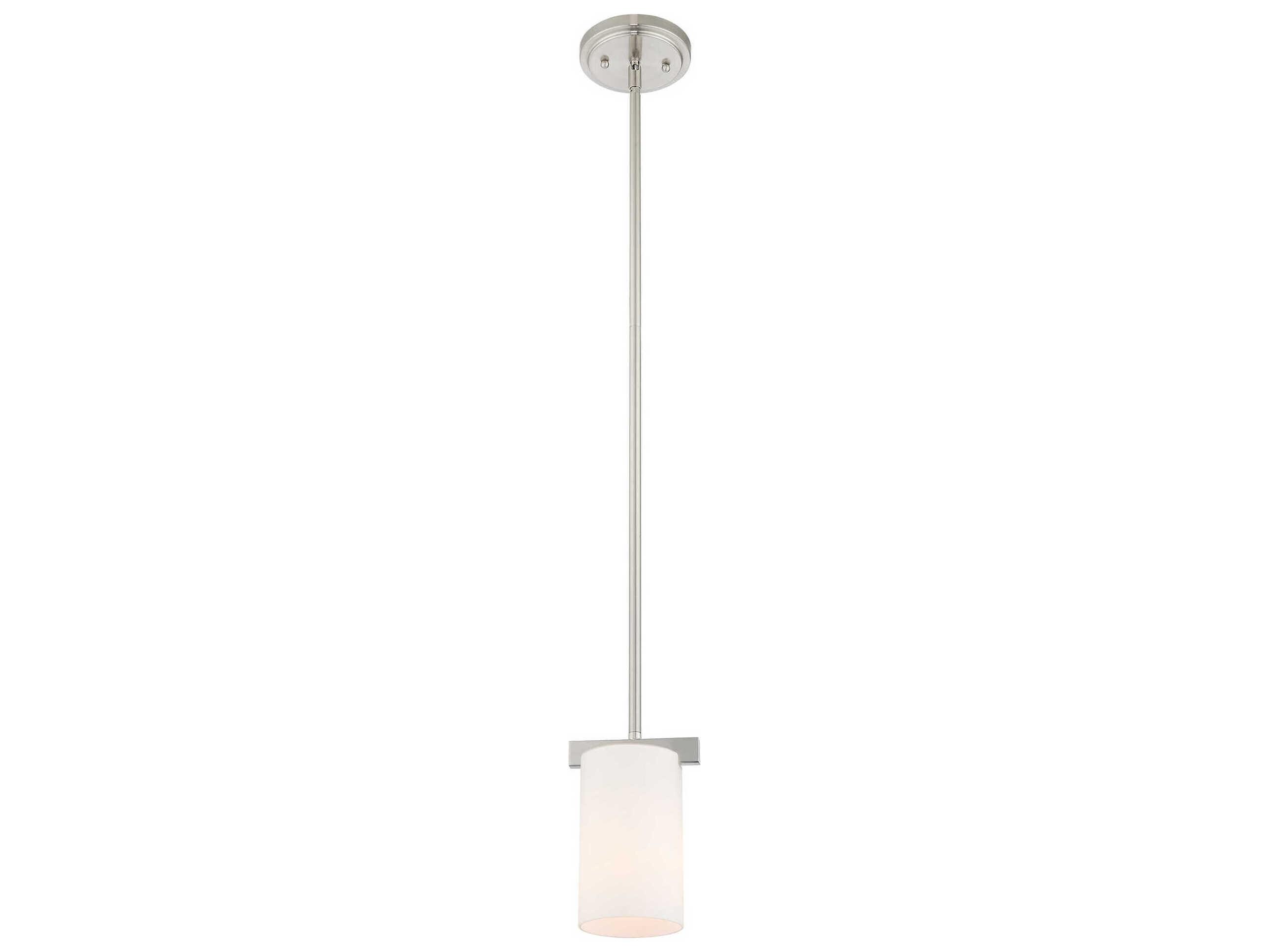 Livex Lighting Astoria 1-Light Brushed Nickel Glass Cylinder Mini Pendant
