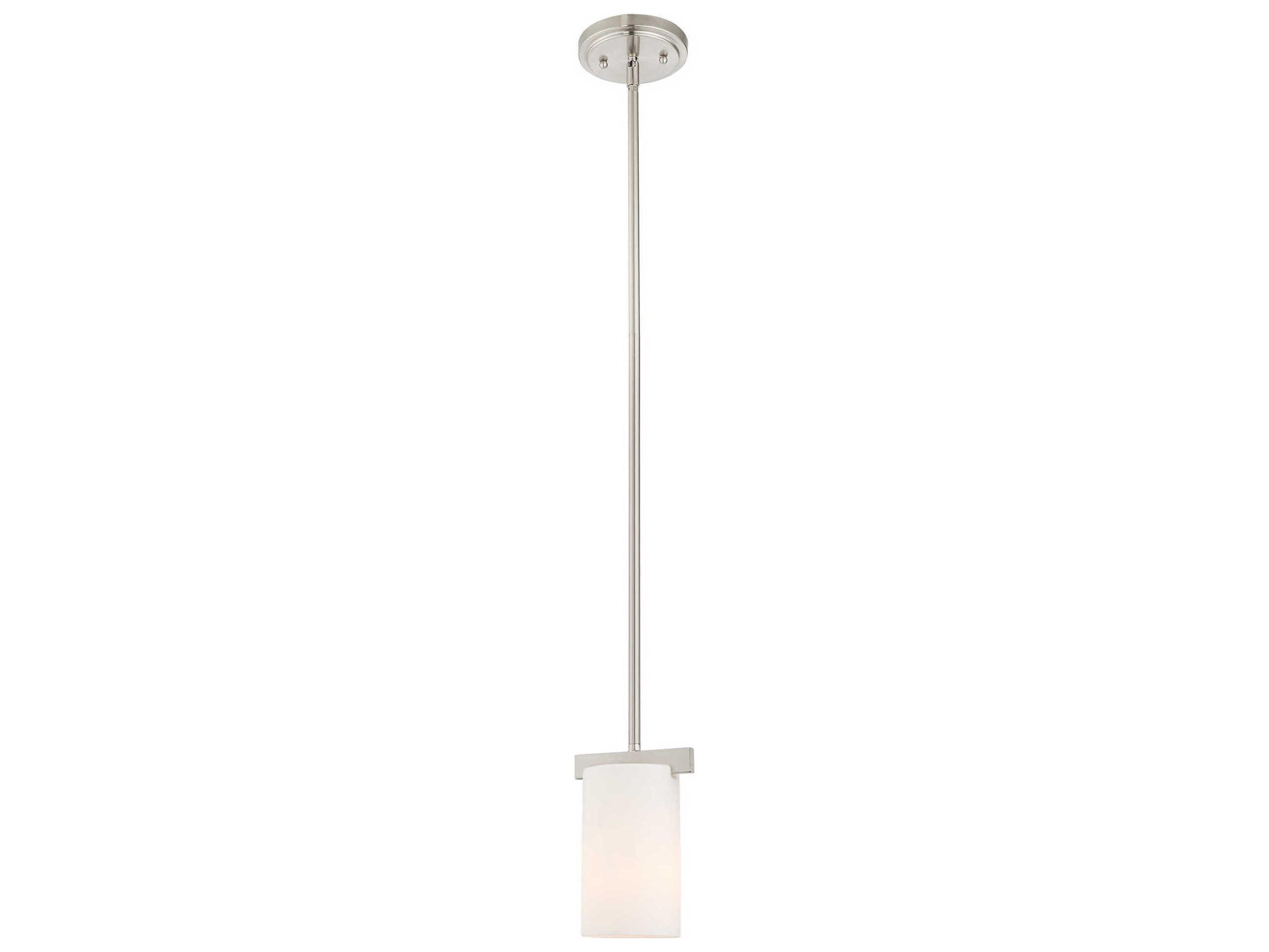 Livex Lighting Astoria 1-Light Brushed Nickel Glass Cylinder Mini Pendant