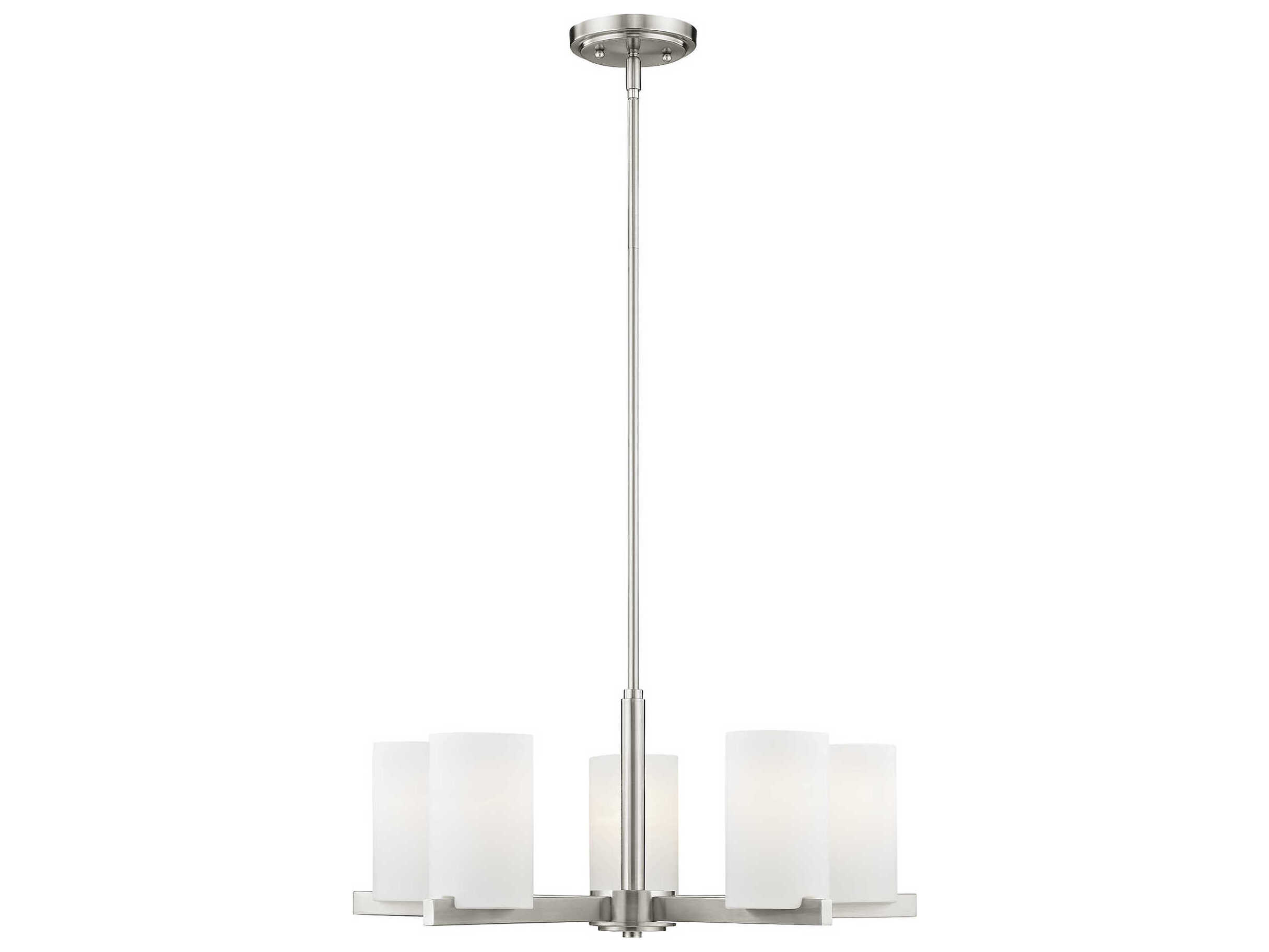 Livex Lighting Astoria 5-Light Brushed Nickel Glass Cylinder Chandelier
