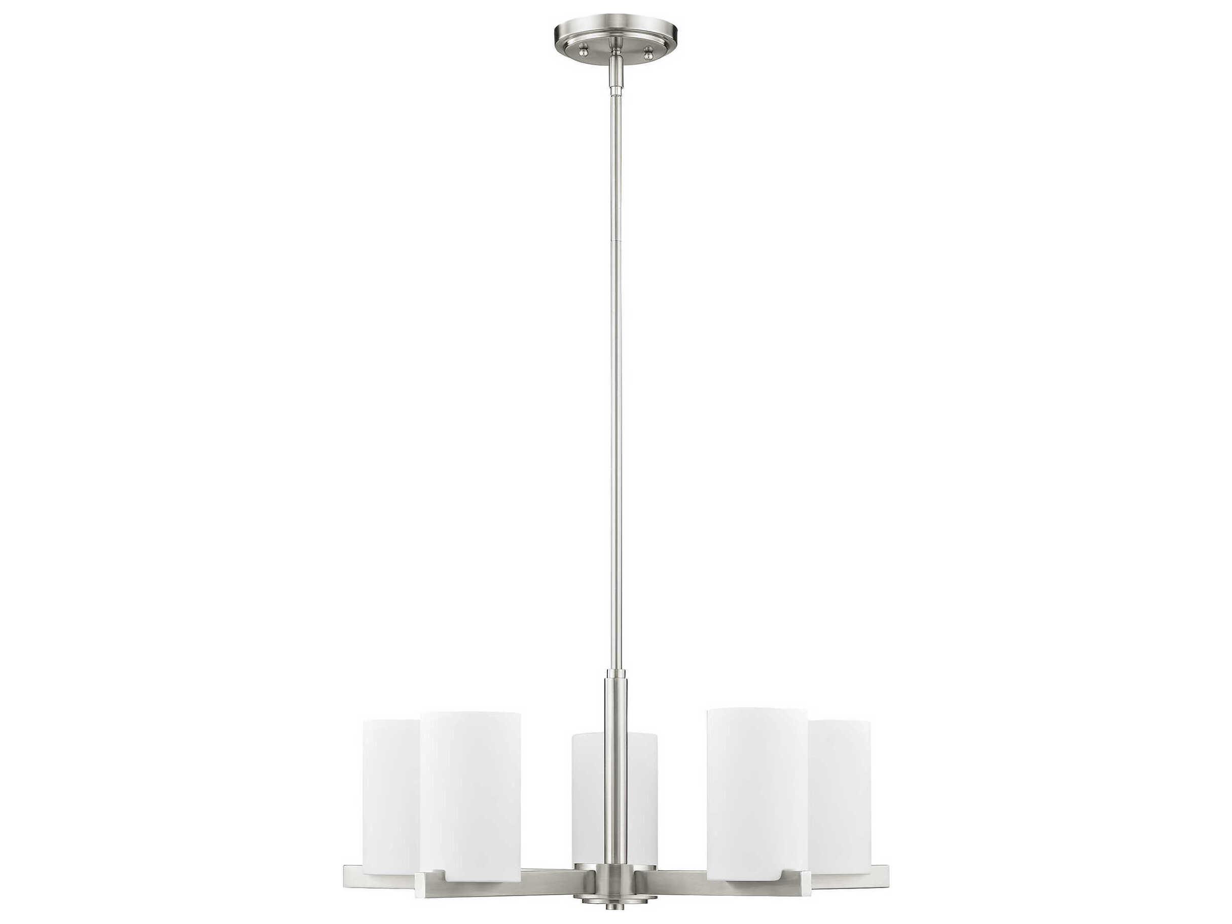 Livex Lighting Astoria 5-Light Brushed Nickel Glass Cylinder Chandelier