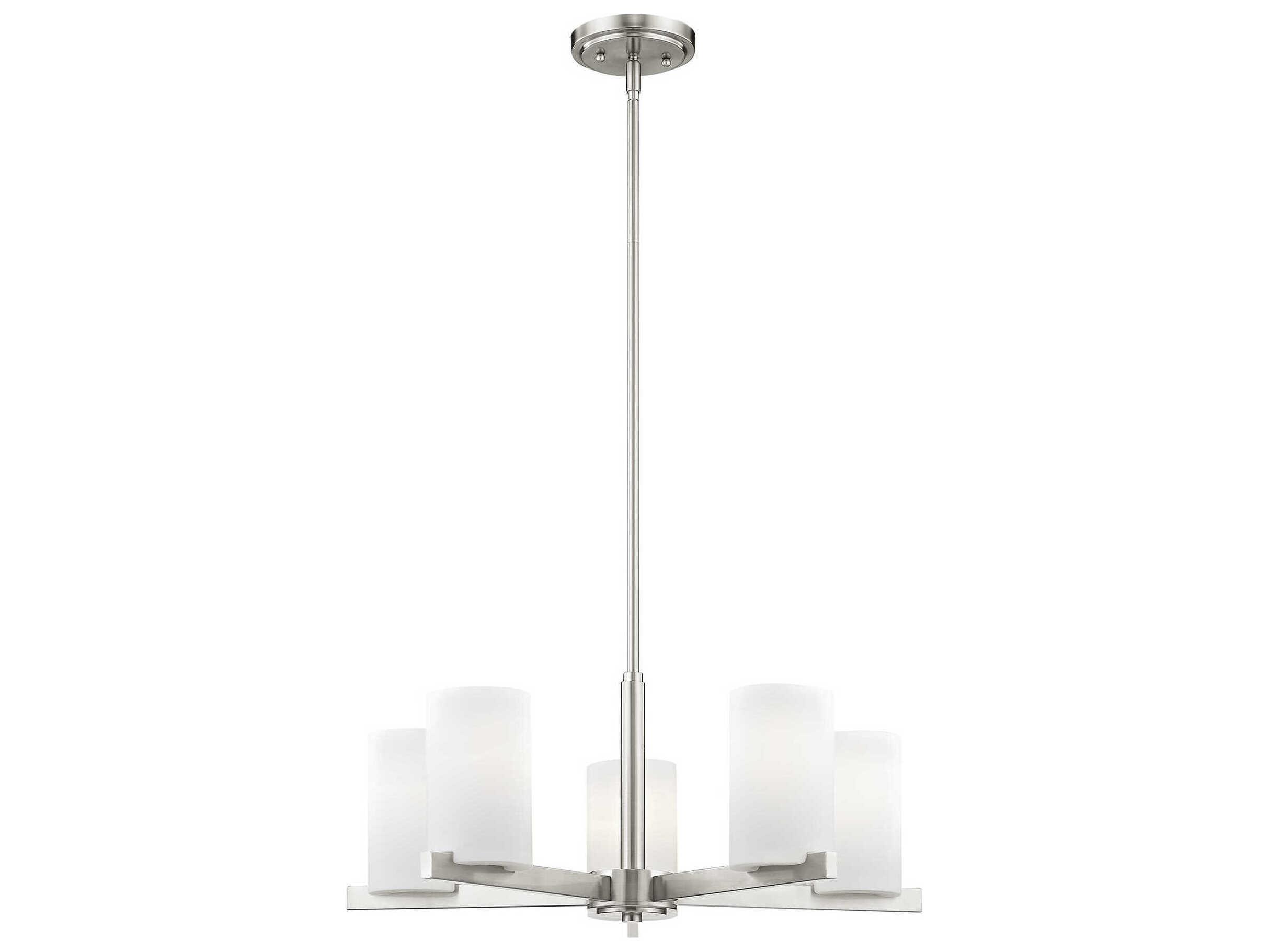 Livex Lighting Astoria 5-Light Brushed Nickel Glass Cylinder Chandelier