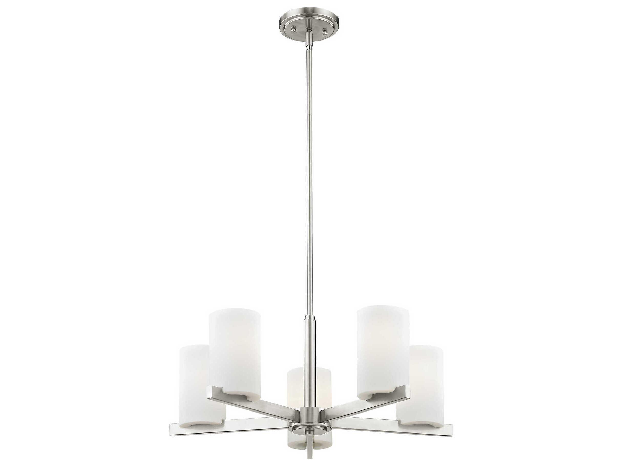 Livex Lighting Astoria 5-Light Brushed Nickel Glass Cylinder Chandelier