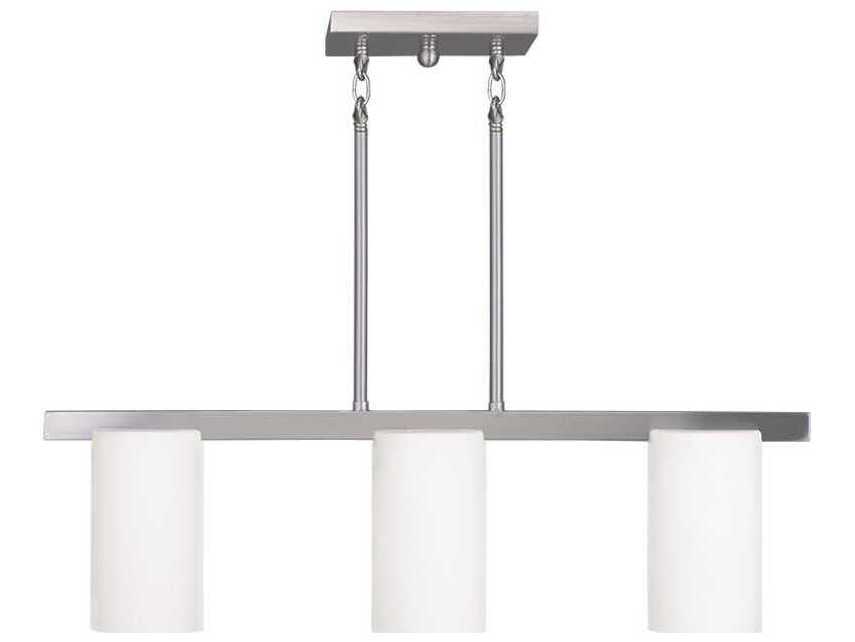 Livex Lighting Astoria 3-Light Brushed Nickel Glass Cylinder Island Pendant