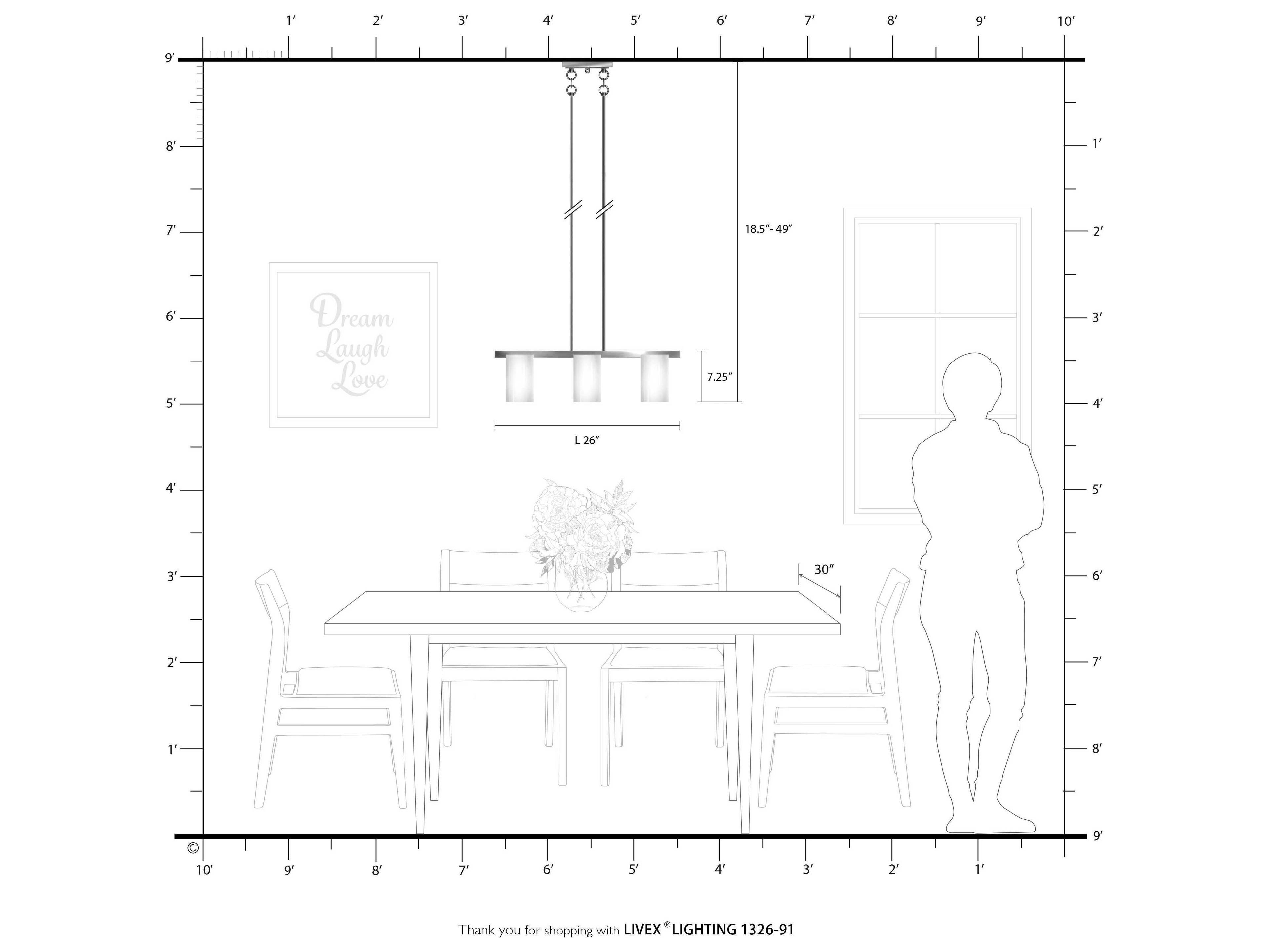 Livex Lighting Astoria 3-Light Brushed Nickel Glass Cylinder Island Pendant