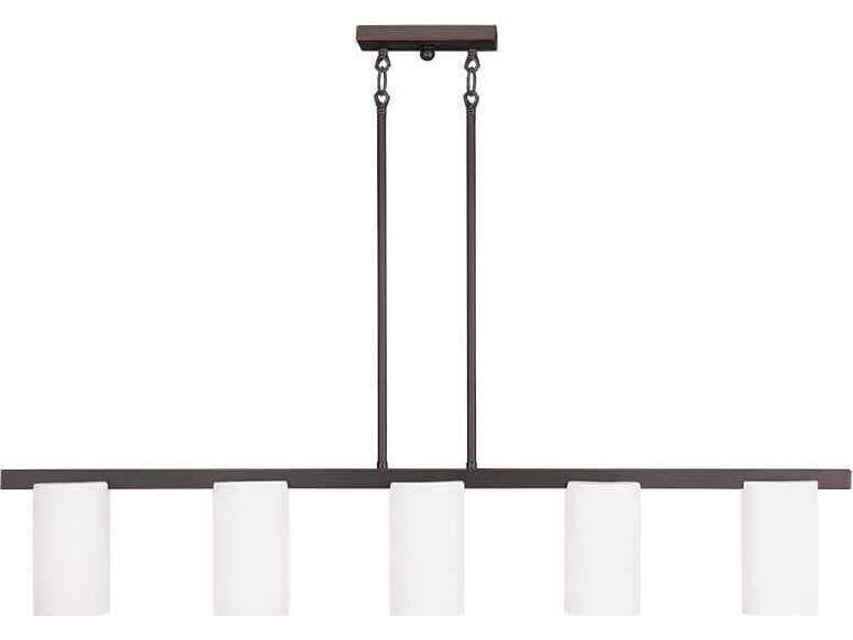Livex Lighting Astoria 5-Light Olde Bronze Glass Cylinder Linear Island Pendant