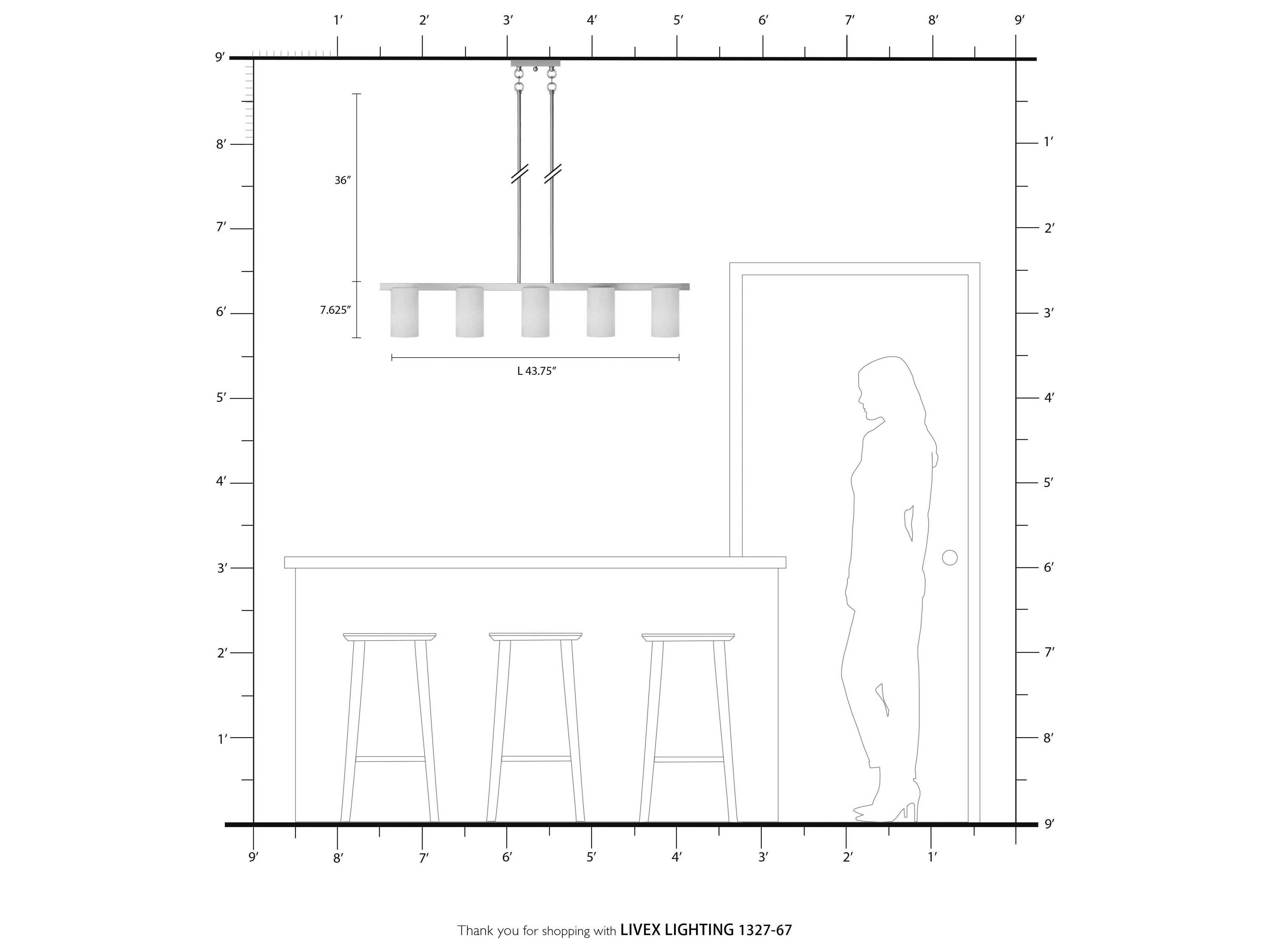 Livex Lighting Astoria 5-Light Olde Bronze Glass Cylinder Linear Island Pendant