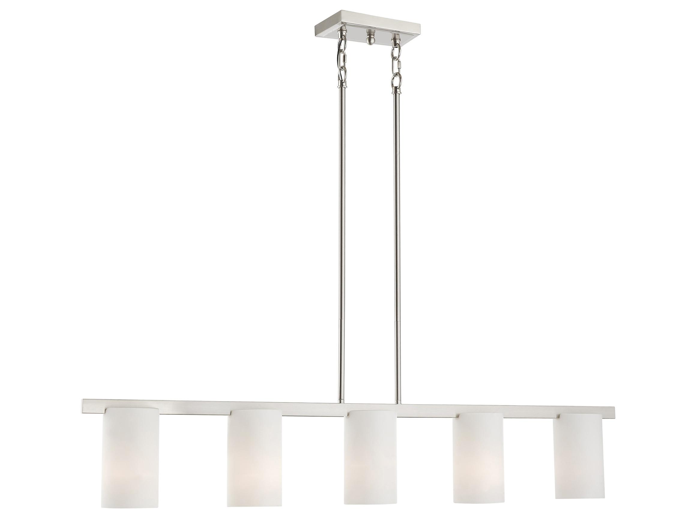 Livex Lighting Astoria 5-Light Brushed Nickel Glass Cylinder Linear Island Pendant