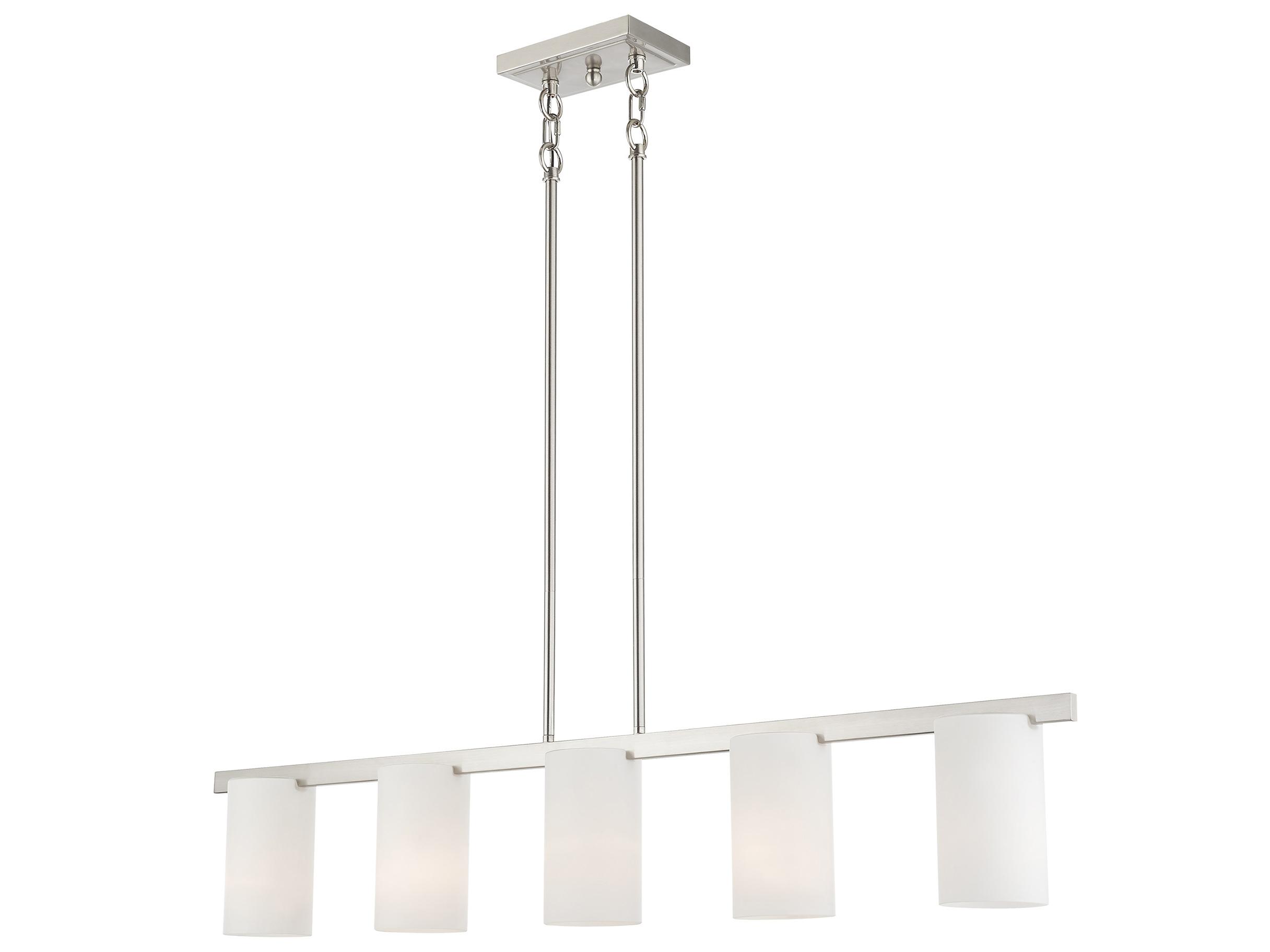 Livex Lighting Astoria 5-Light Brushed Nickel Glass Cylinder Linear Island Pendant