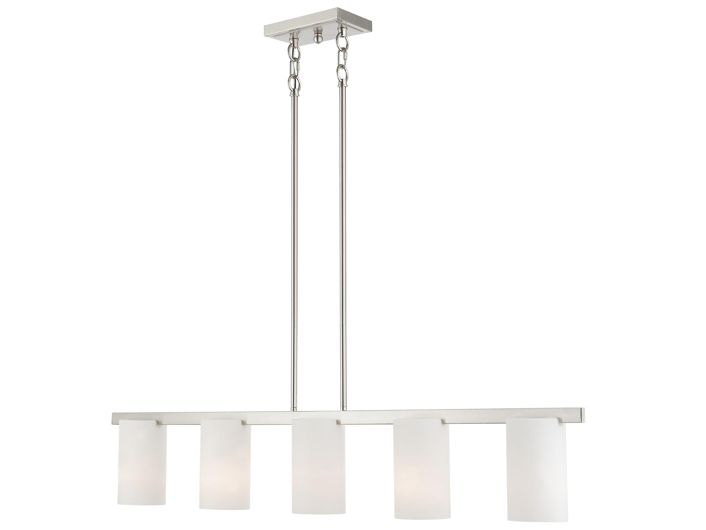 Livex Lighting Astoria 5-Light Brushed Nickel Glass Cylinder Linear Island Pendant