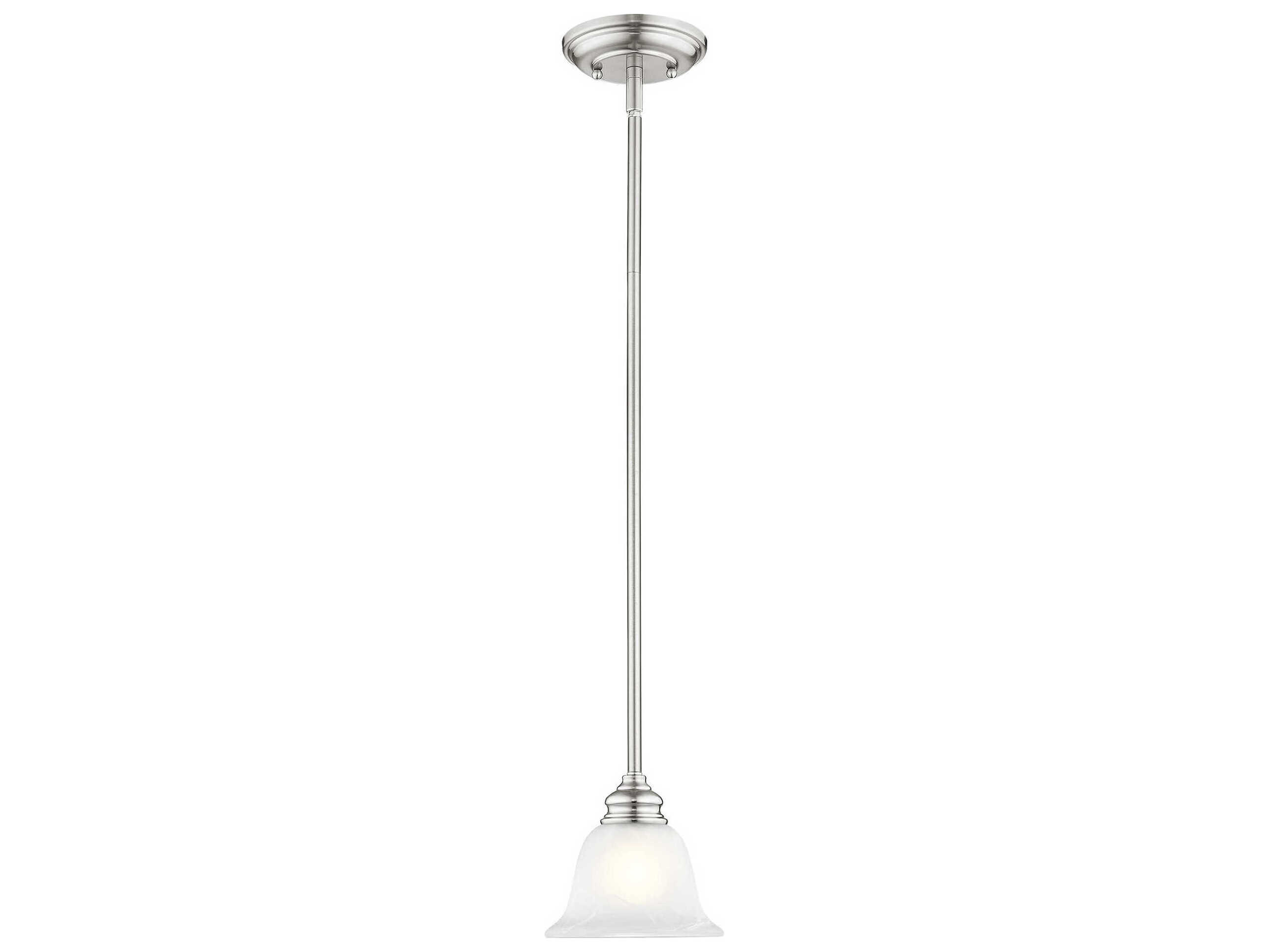 Livex Lighting Essex 1-Light Brushed Nickel Glass Bell Mini Pendant