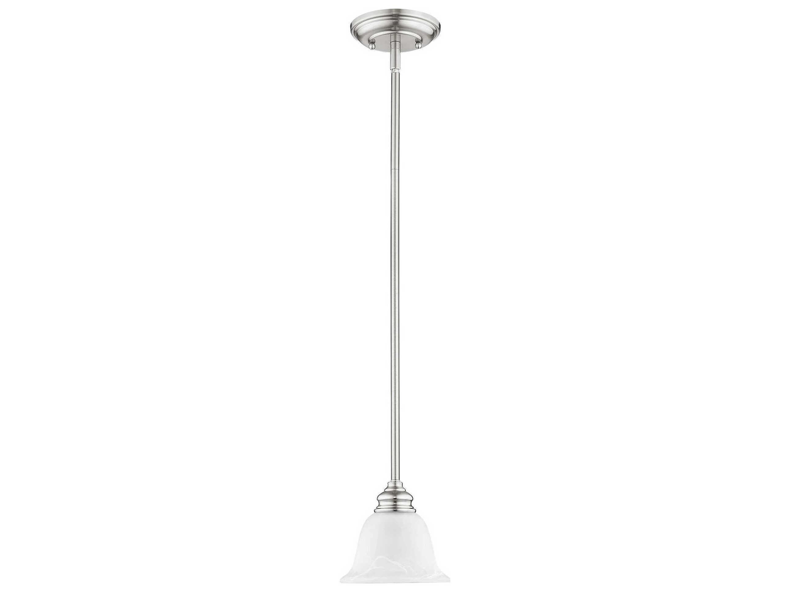 Livex Lighting Essex 1-Light Brushed Nickel Glass Bell Mini Pendant
