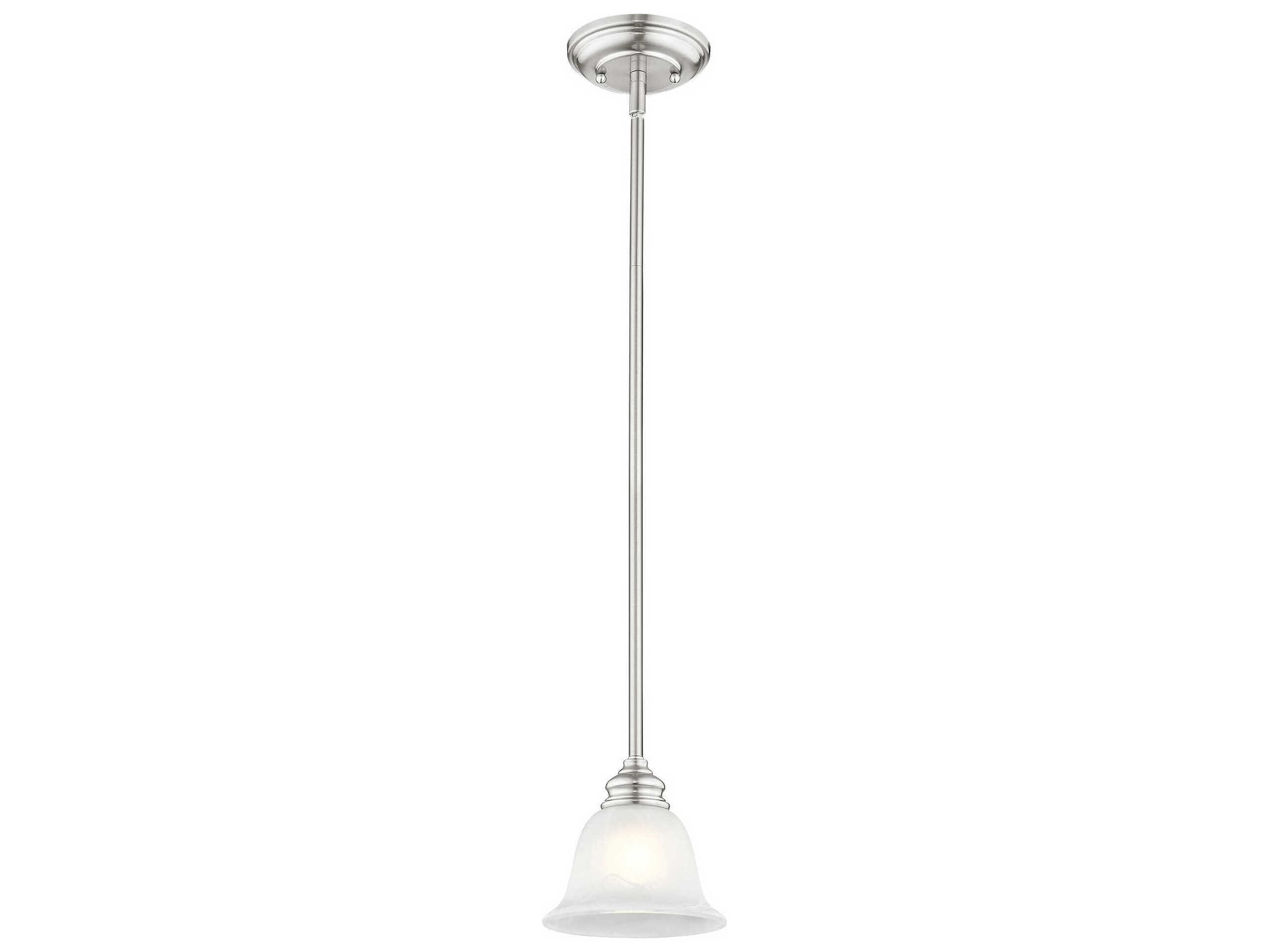 Livex Lighting Essex 1-Light Brushed Nickel Glass Bell Mini Pendant