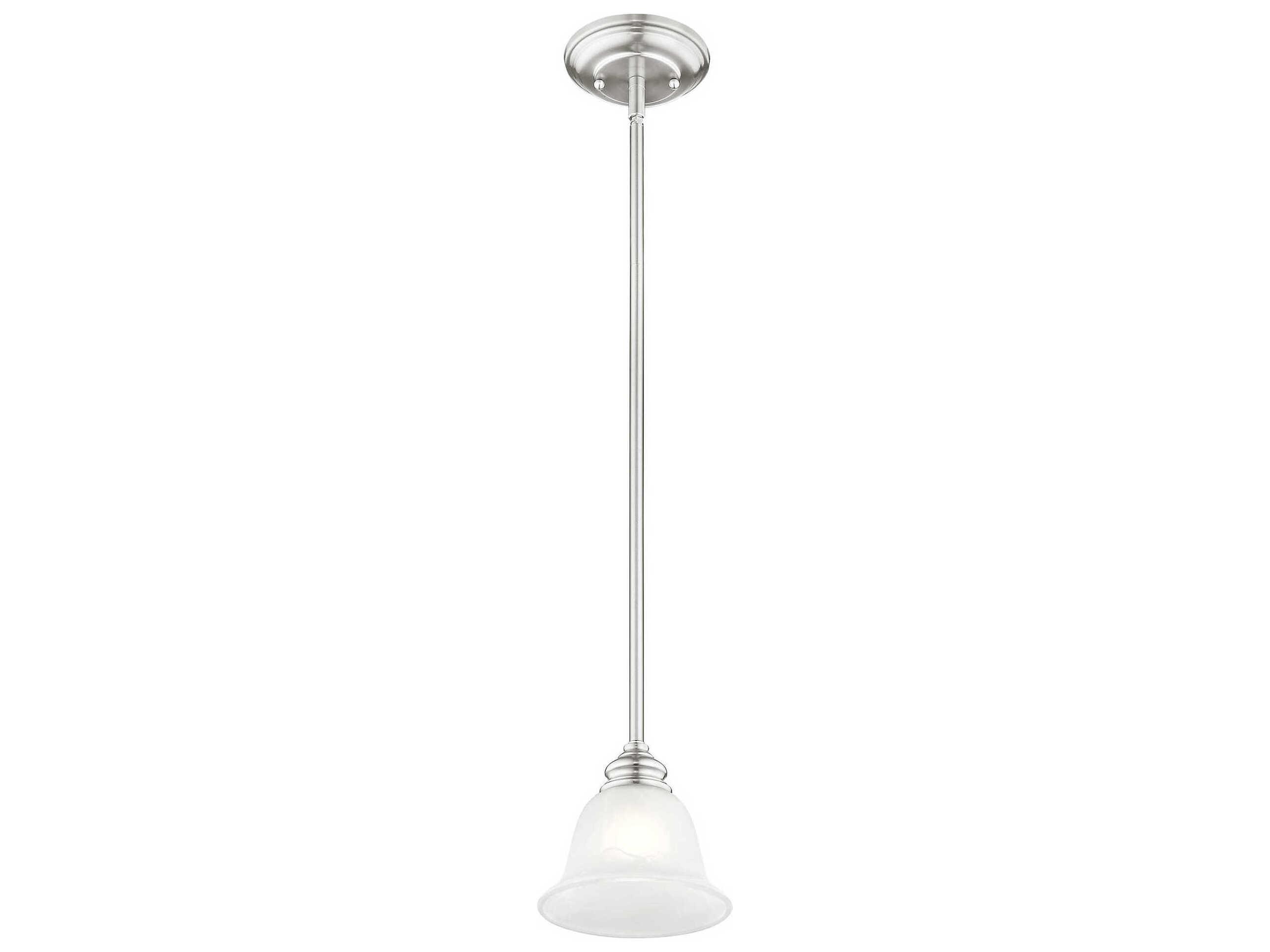 Livex Lighting Essex 1-Light Brushed Nickel Glass Bell Mini Pendant