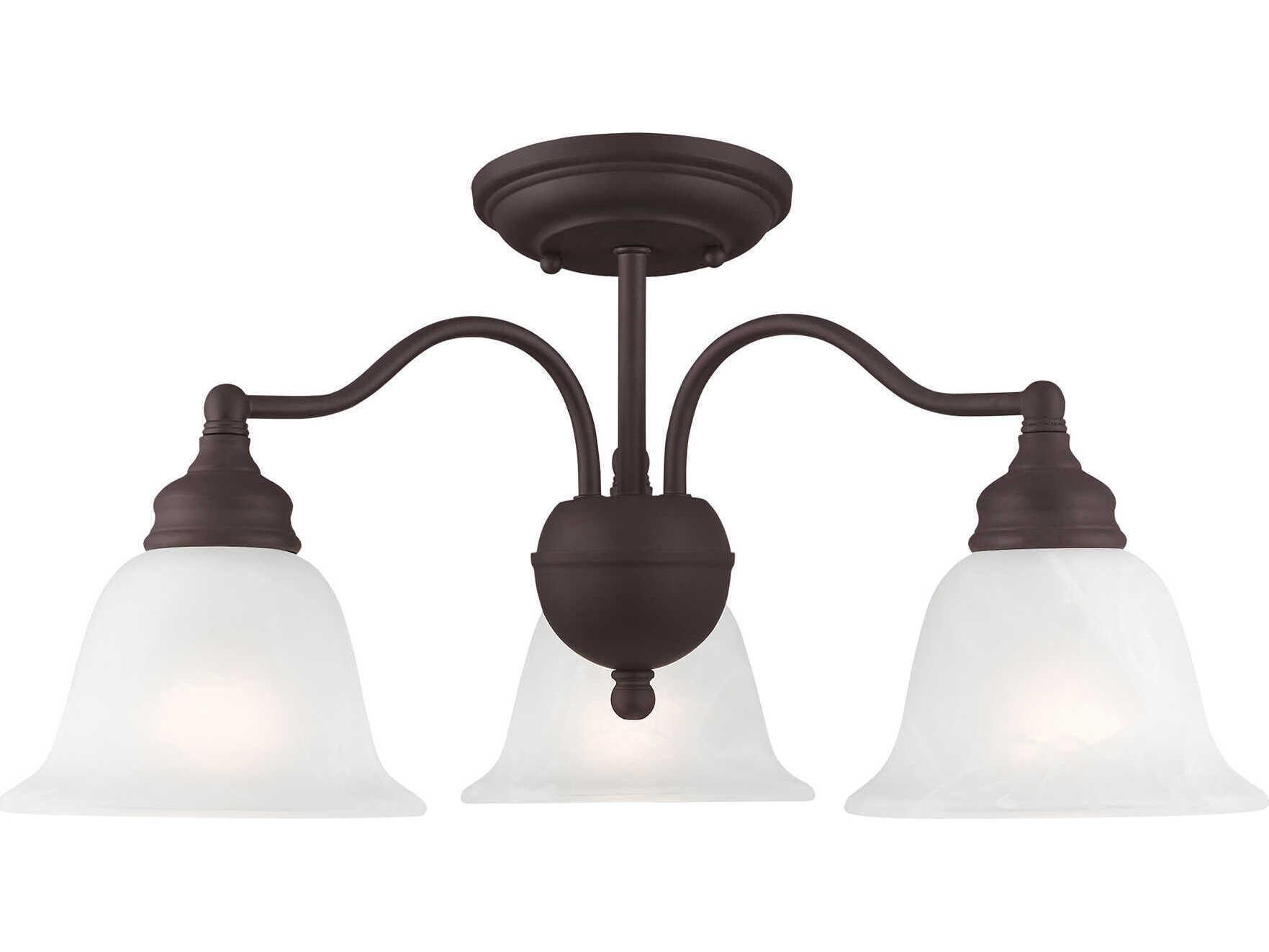 Livex Lighting Essex 3-Light Bronze Glass Bell Chandelier