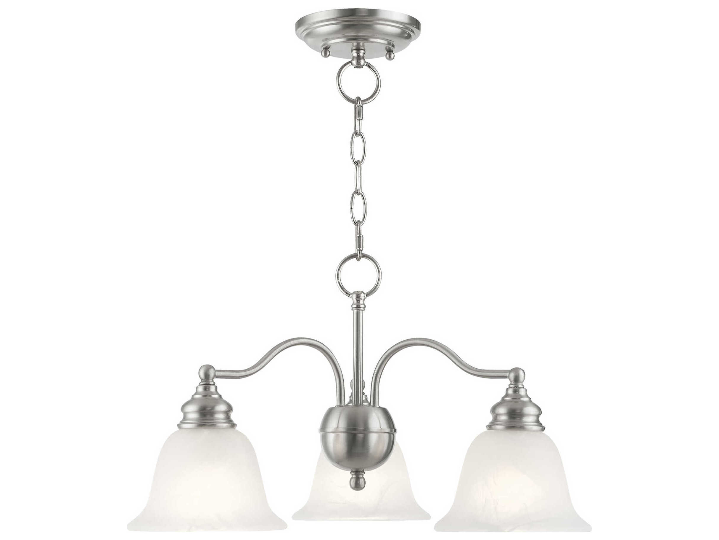 Livex Lighting Essex 3-Light Brushed Nickel Glass Bell Chandelier